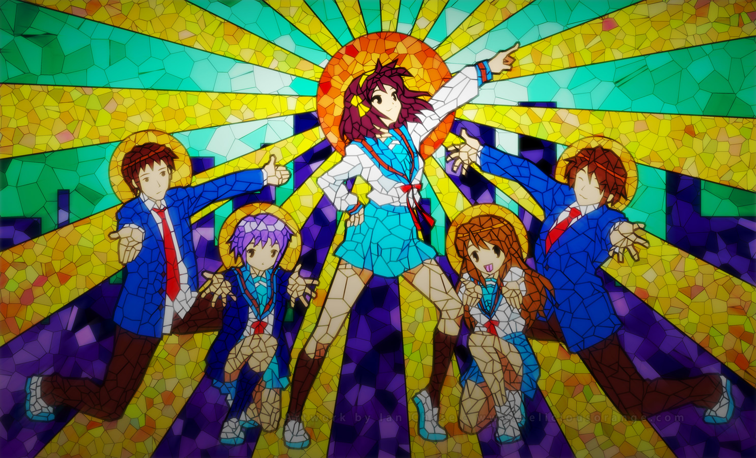 Handy-Wallpaper Animes, Haruhi Suzumiya, Suzumiya Haruhi No Yūutsu, Yuki Nagato, Itsuki Koizumi, Kyon (Haruhi), Mikuru Asahina kostenlos herunterladen.