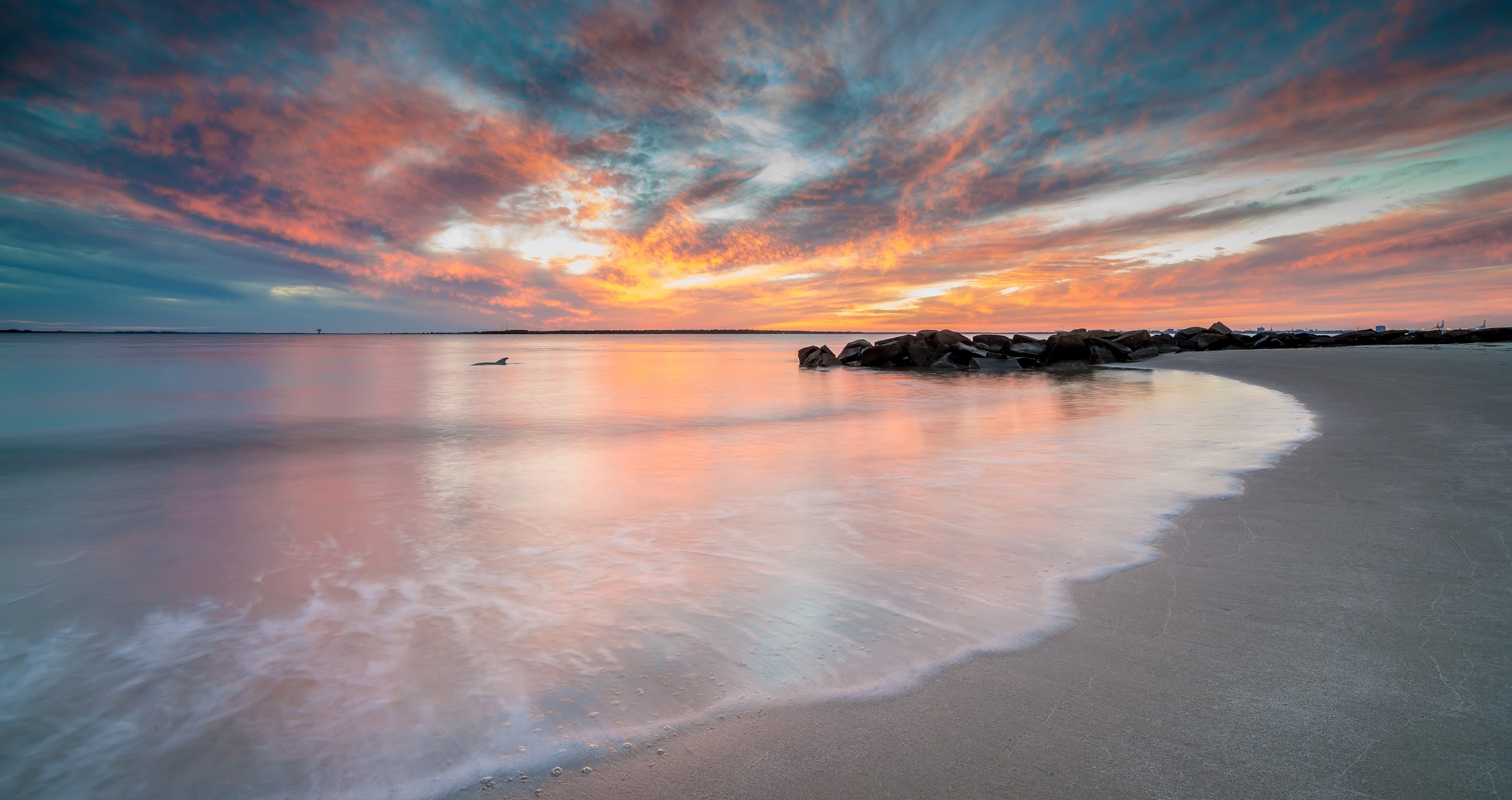 Free download wallpaper Sunset, Sea, Beach, Horizon, Ocean, Earth on your PC desktop