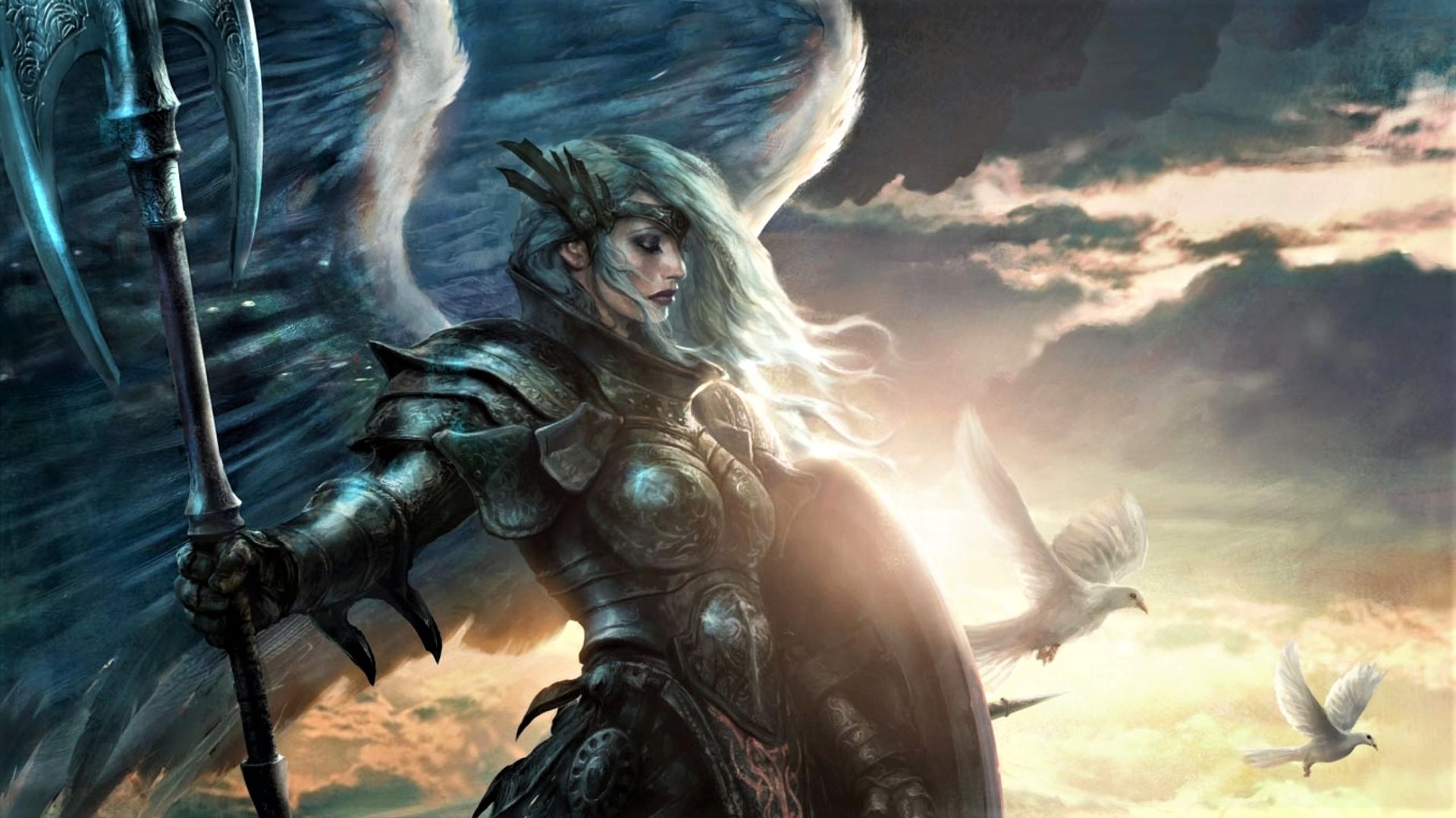Free download wallpaper Fantasy, Angel, Dove, Angel Warrior on your PC desktop