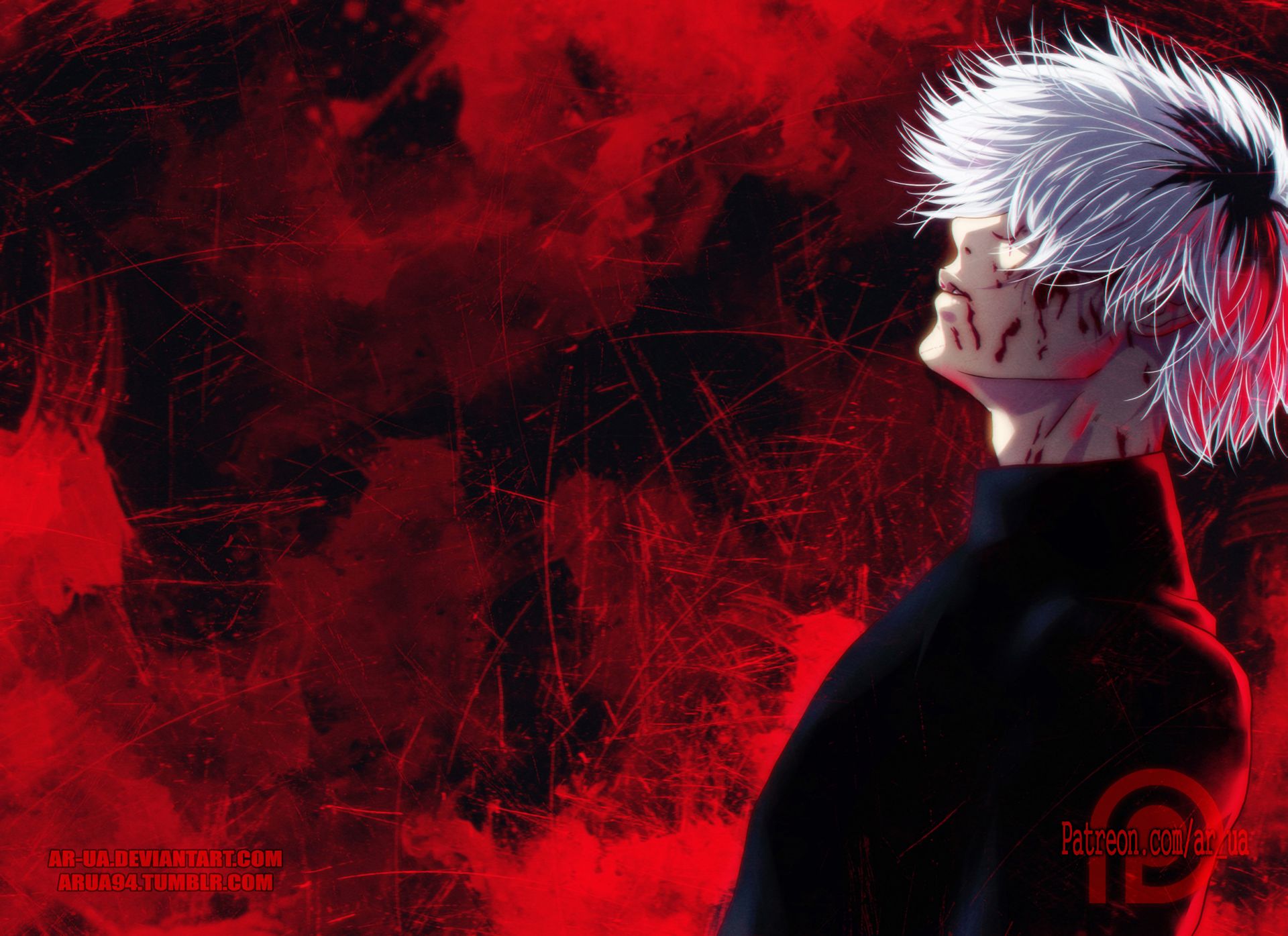 Laden Sie das Blut, Animes, Weißes Haar, Ken Kanek, Tokyo Ghoul-Bild kostenlos auf Ihren PC-Desktop herunter