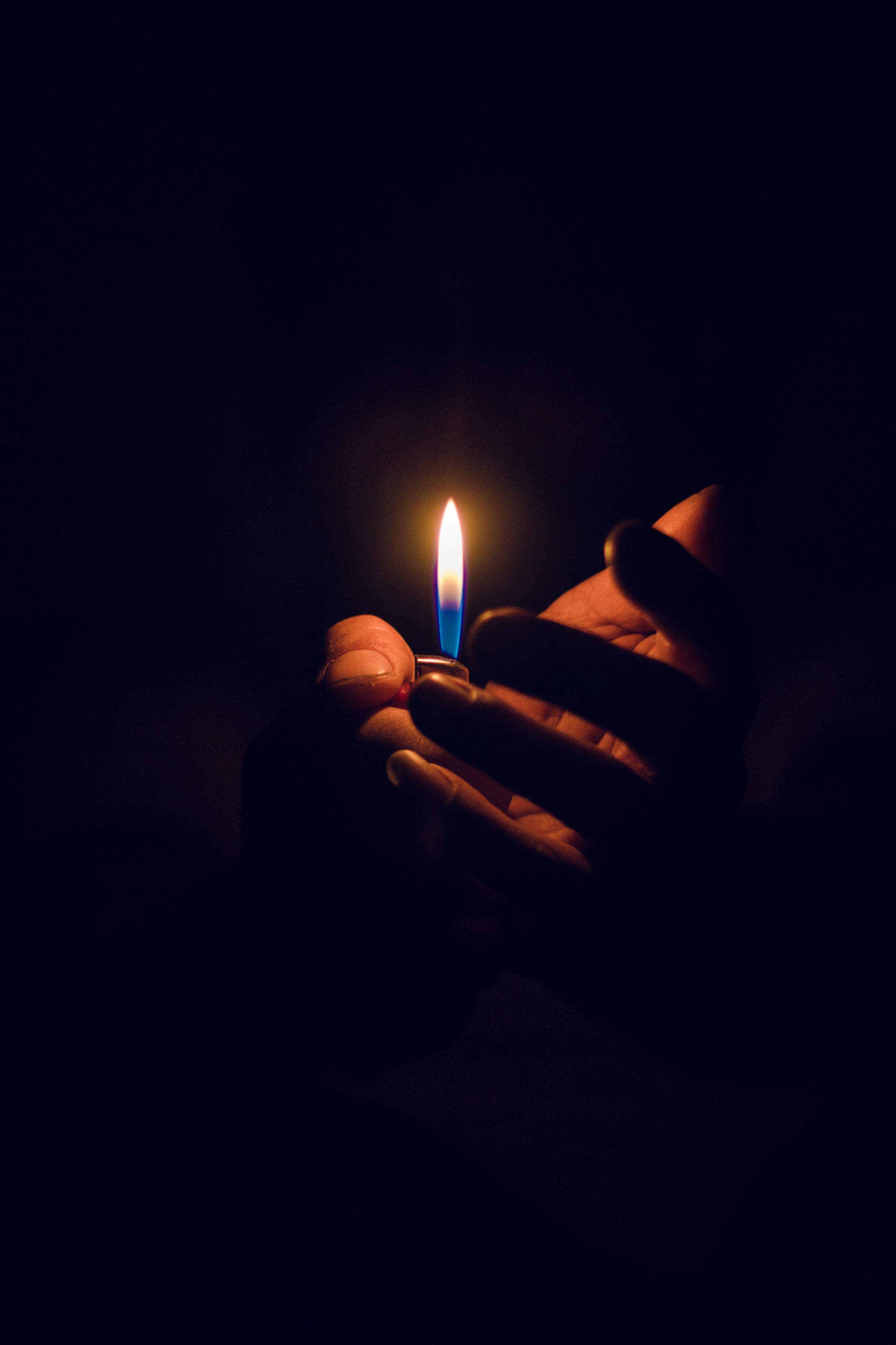 hand, flame, dark, candle