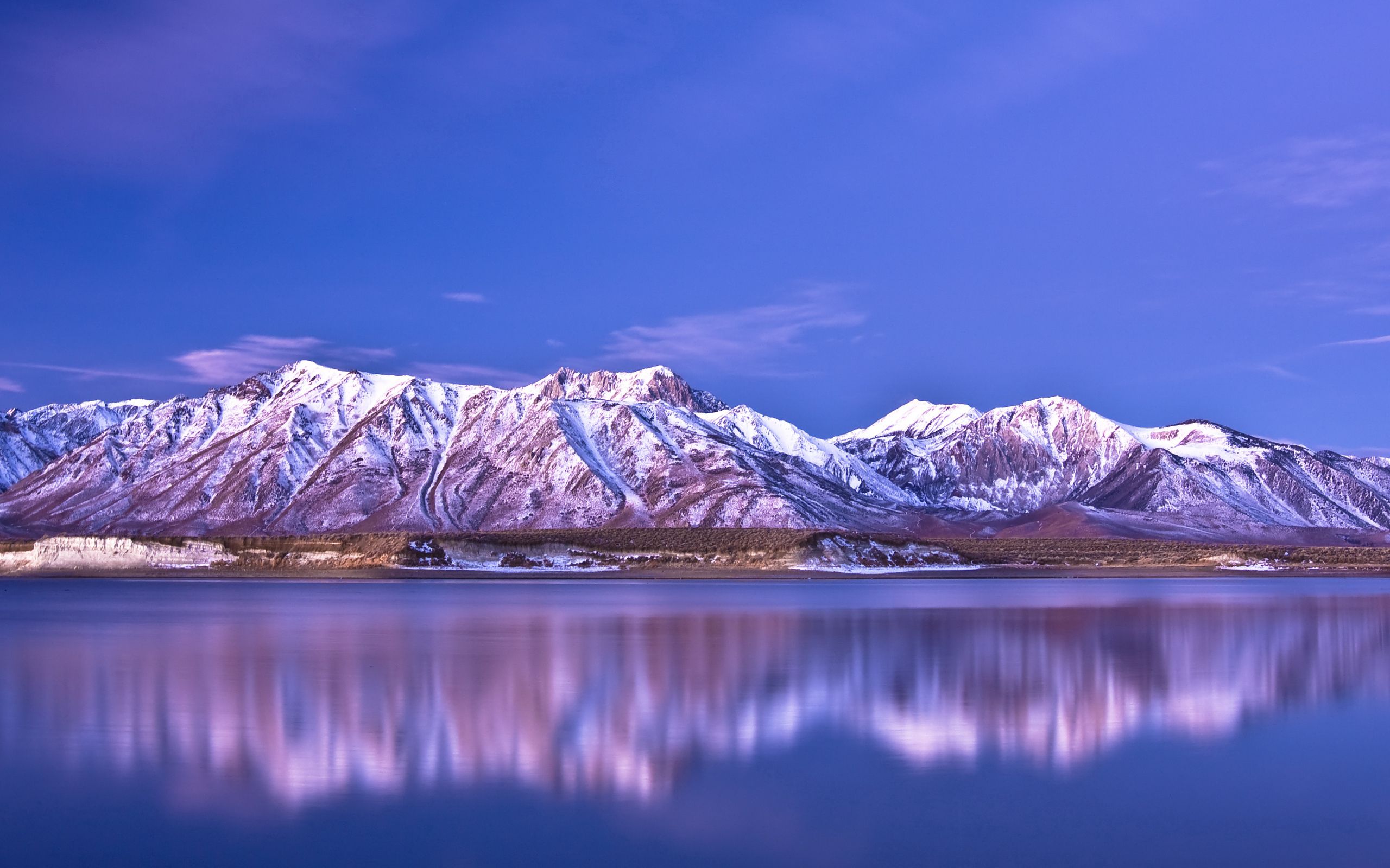 PCデスクトップに自然, 雪, 反射, 海岸, 雪に覆われた, 山脈, 青い, スカイ画像を無料でダウンロード