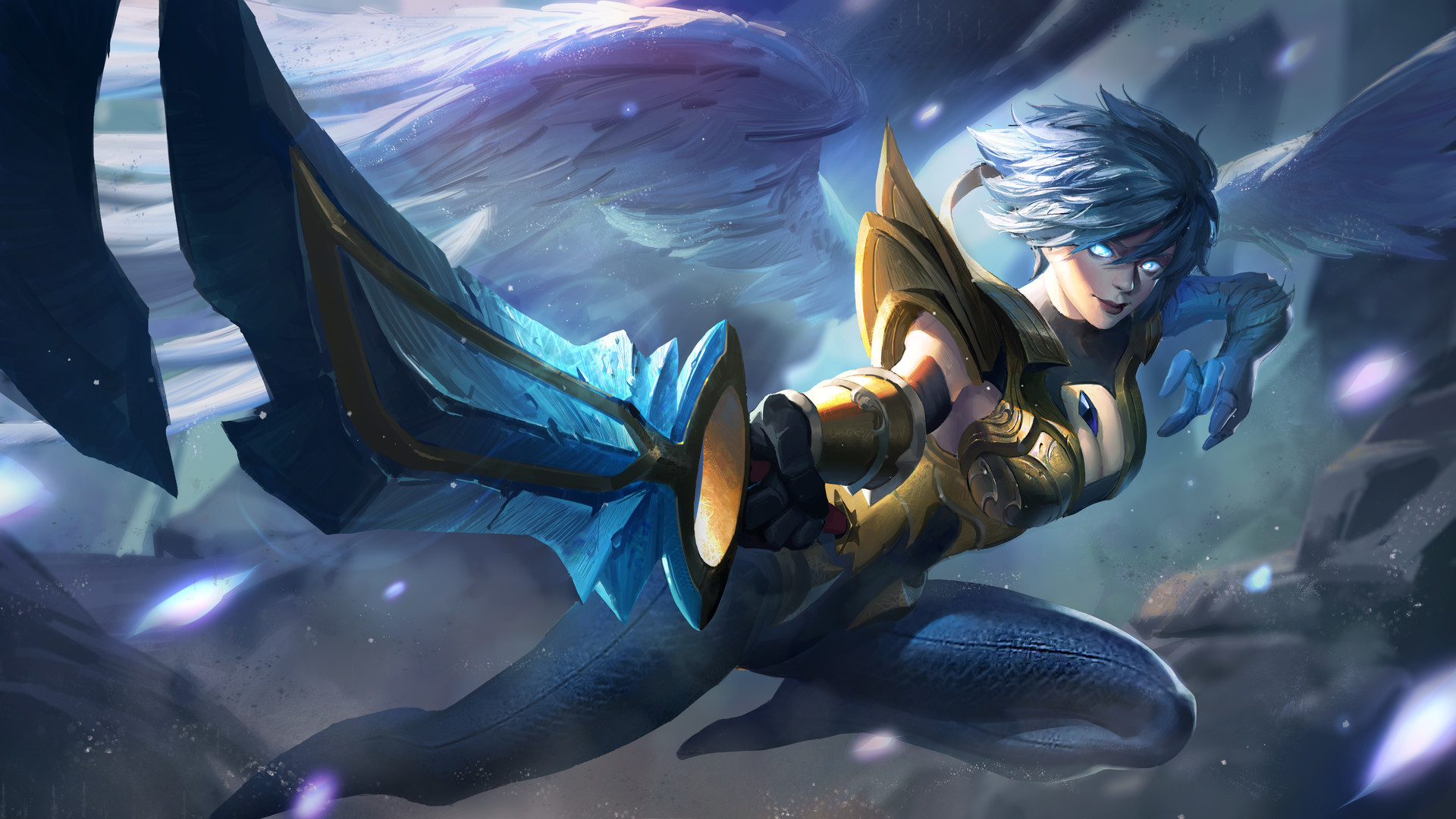 Download mobile wallpaper League Of Legends, Wings, Sword, Video Game, Short Hair, White Hair, Woman Warrior, Angel Warrior, Riven (League Of Legends) for free.