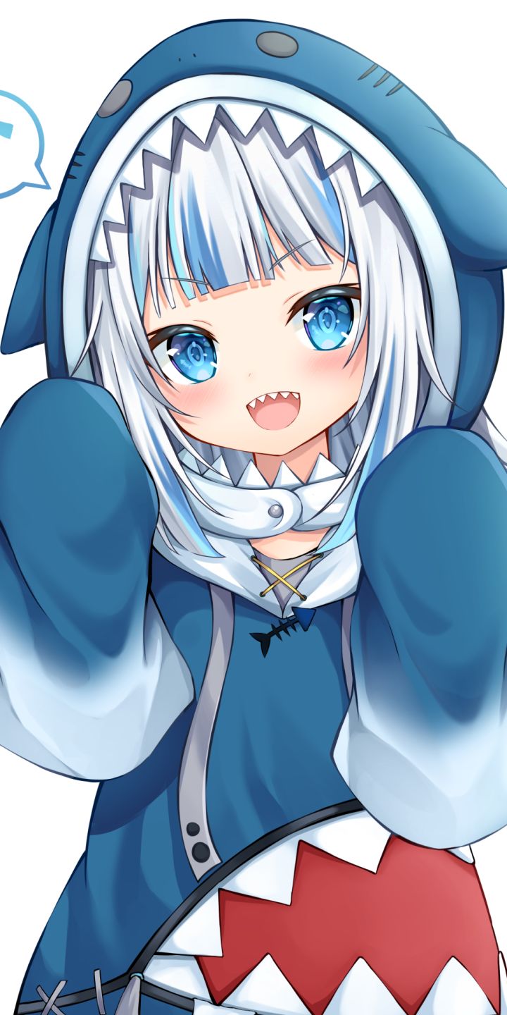 Download mobile wallpaper Anime, Blue Eyes, White Hair, Virtual Youtuber, Hololive, Gawr Gura for free.
