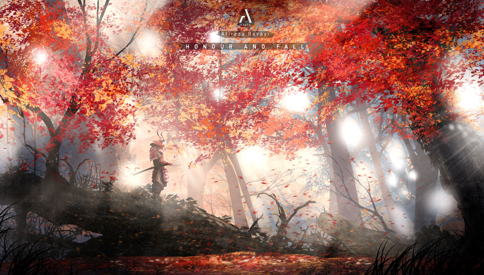 Free download wallpaper Fantasy, Forest, Fall, Samurai on your PC desktop