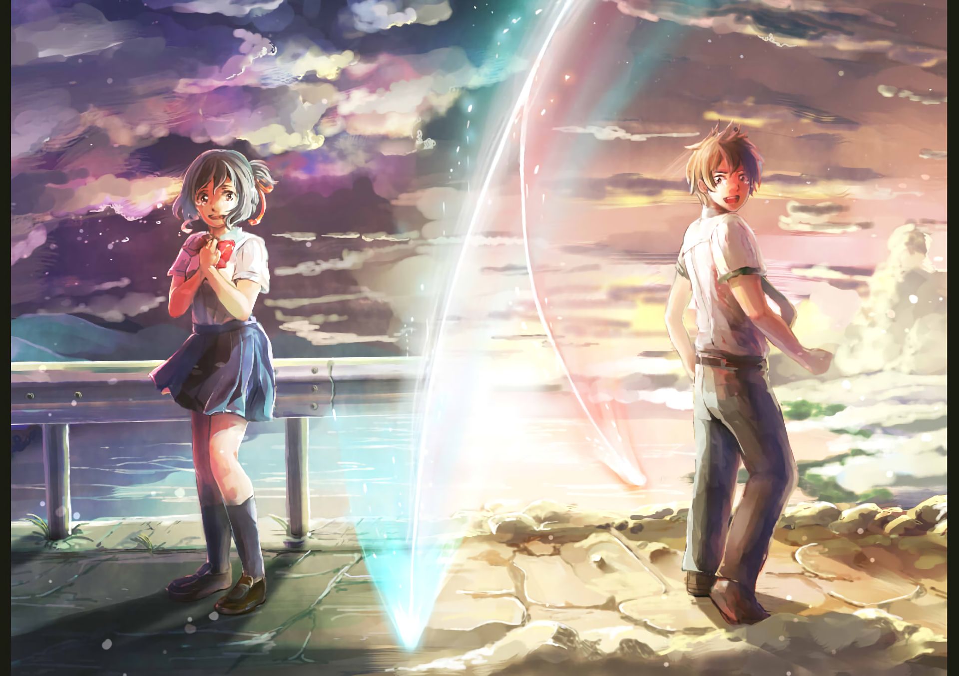 Download mobile wallpaper Anime, Your Name, Kimi No Na Wa, Mitsuha Miyamizu, Taki Tachibana for free.