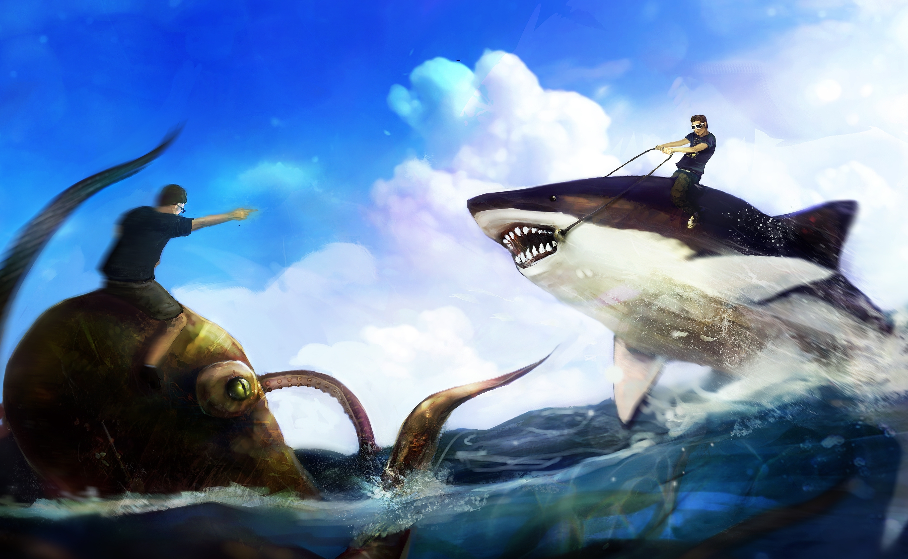 Free download wallpaper Animal, Shark, Humor on your PC desktop