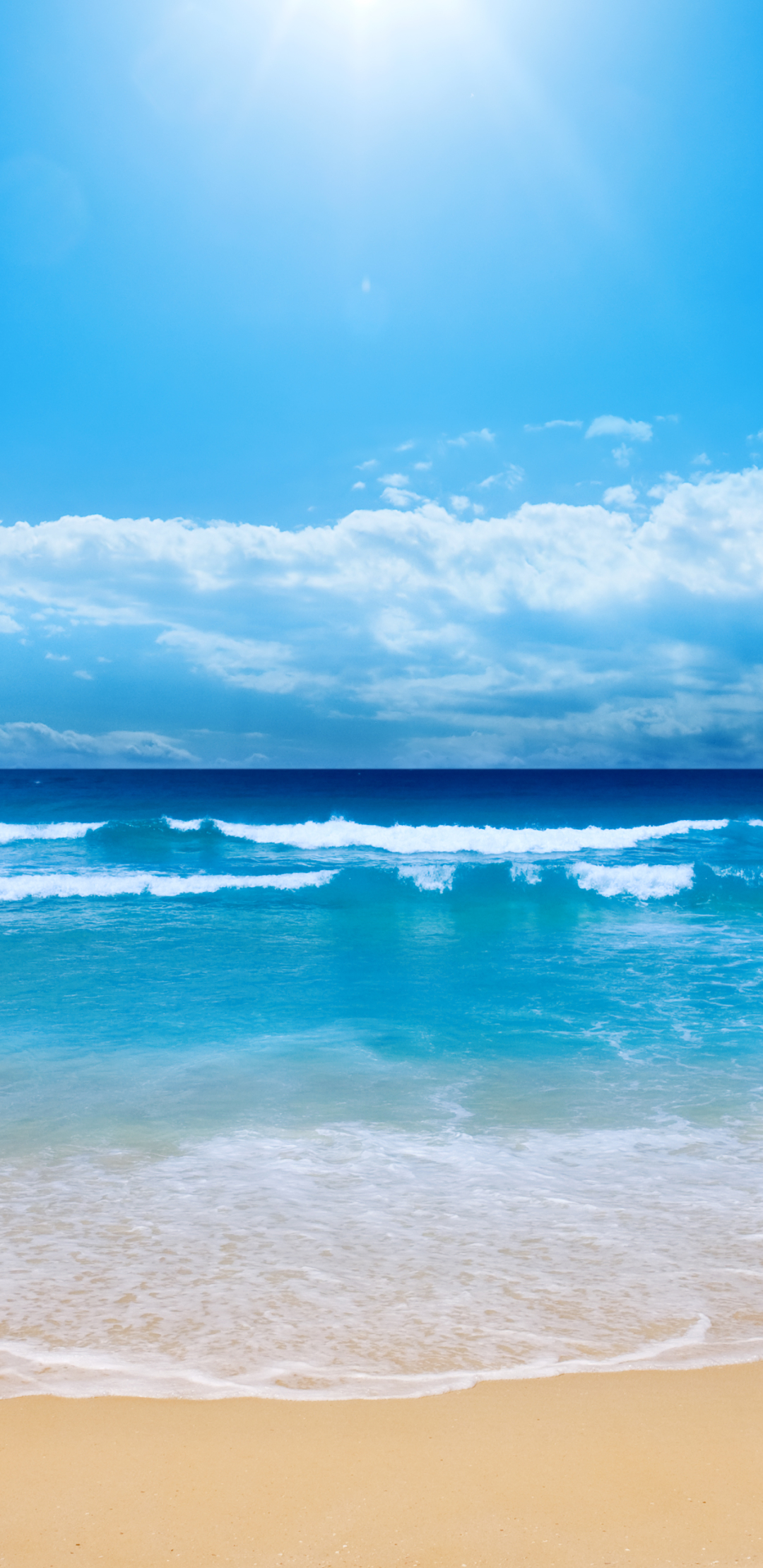 Download mobile wallpaper Sky, Beach, Horizon, Ocean, Earth, Cloud, Wave for free.