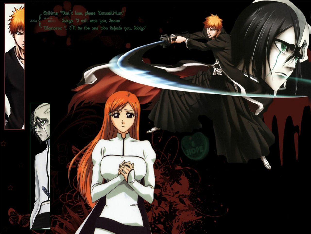 Handy-Wallpaper Bleach, Animes, Ichigo Kurosaki, Orihime Inoue, Ulquiorra Cifer kostenlos herunterladen.