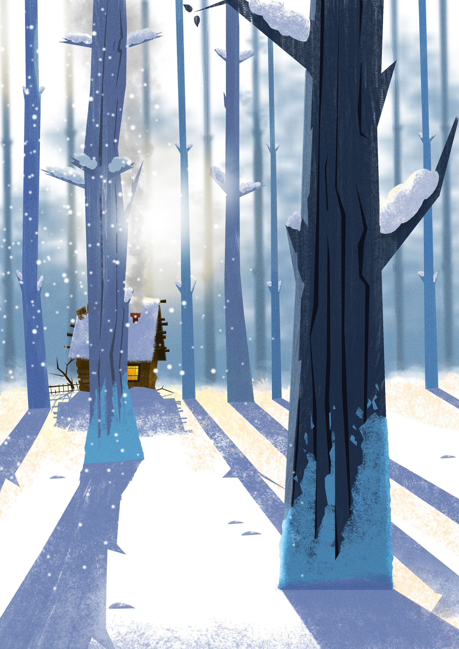 Free download wallpaper Winter, Snow, Forest, Art, House on your PC desktop