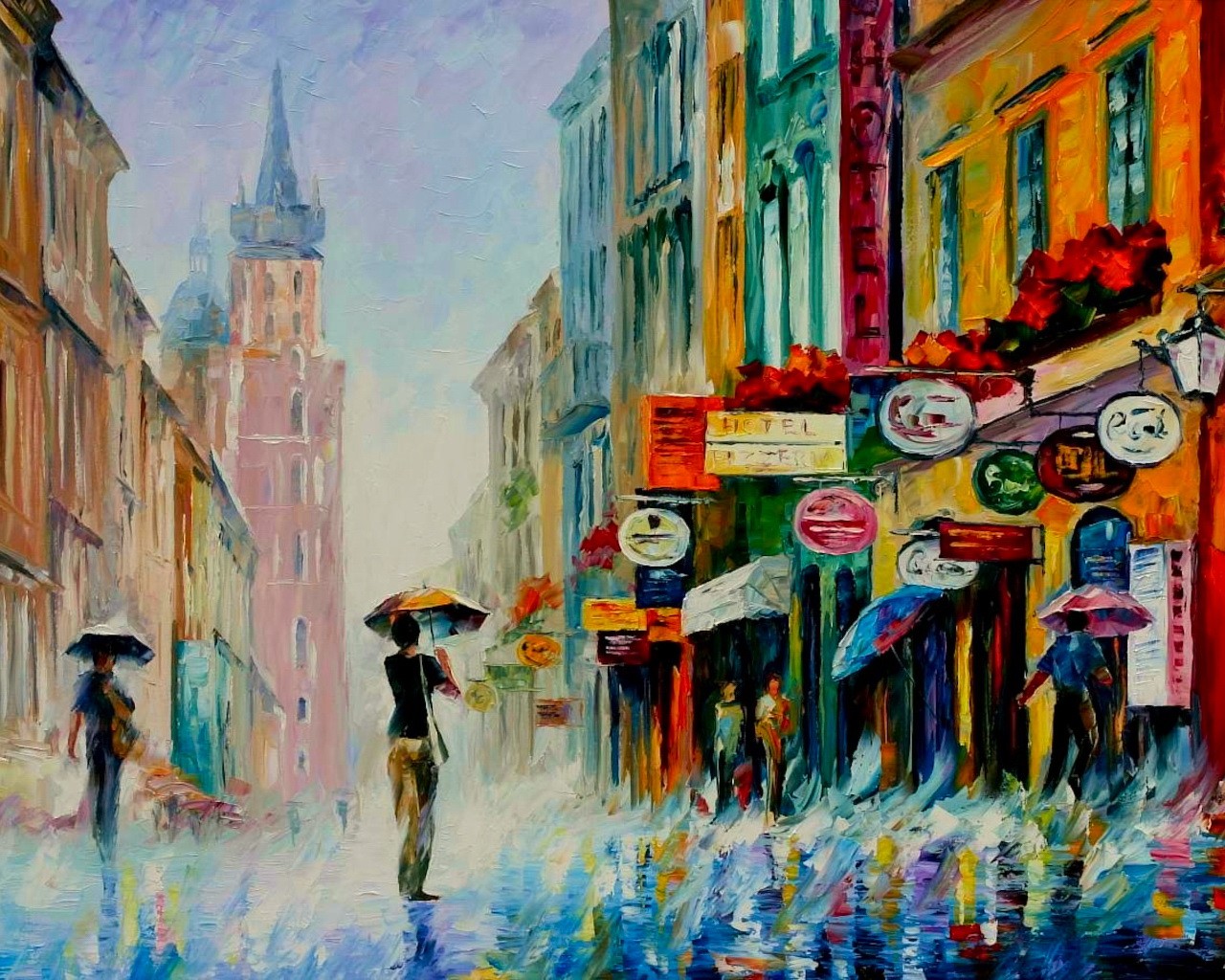 Laden Sie das Malerei, Künstlerisch, Großstadt-Bild kostenlos auf Ihren PC-Desktop herunter