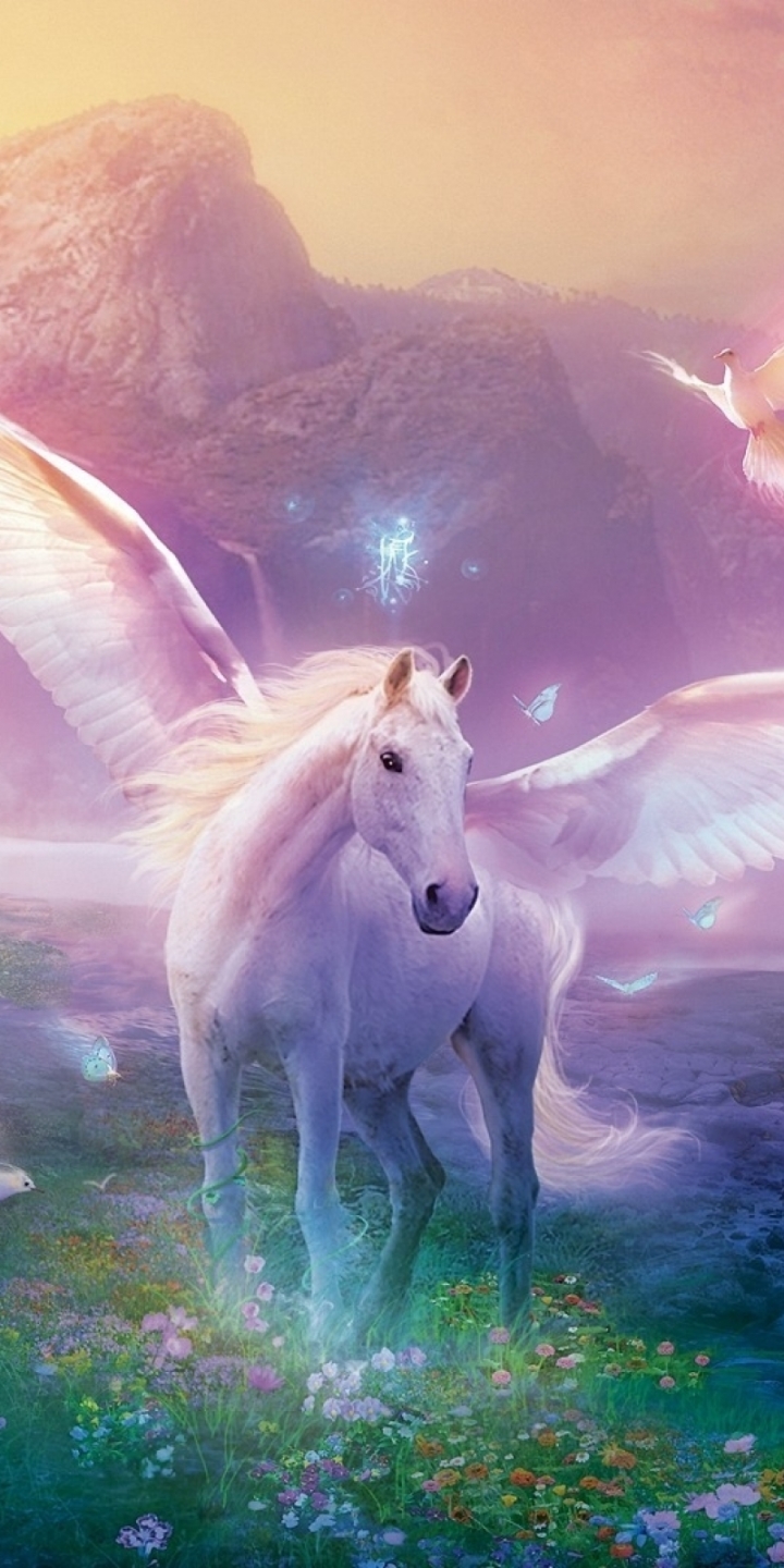 Download mobile wallpaper Nature, Fantasy, Pegasus, Fantasy Animals for free.
