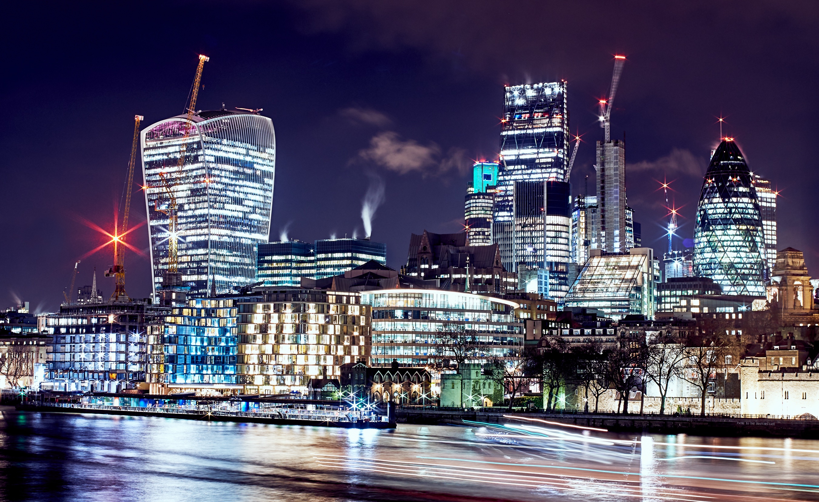 Windows Backgrounds cities, great britain, night, london, skyscrapers, united kingdom