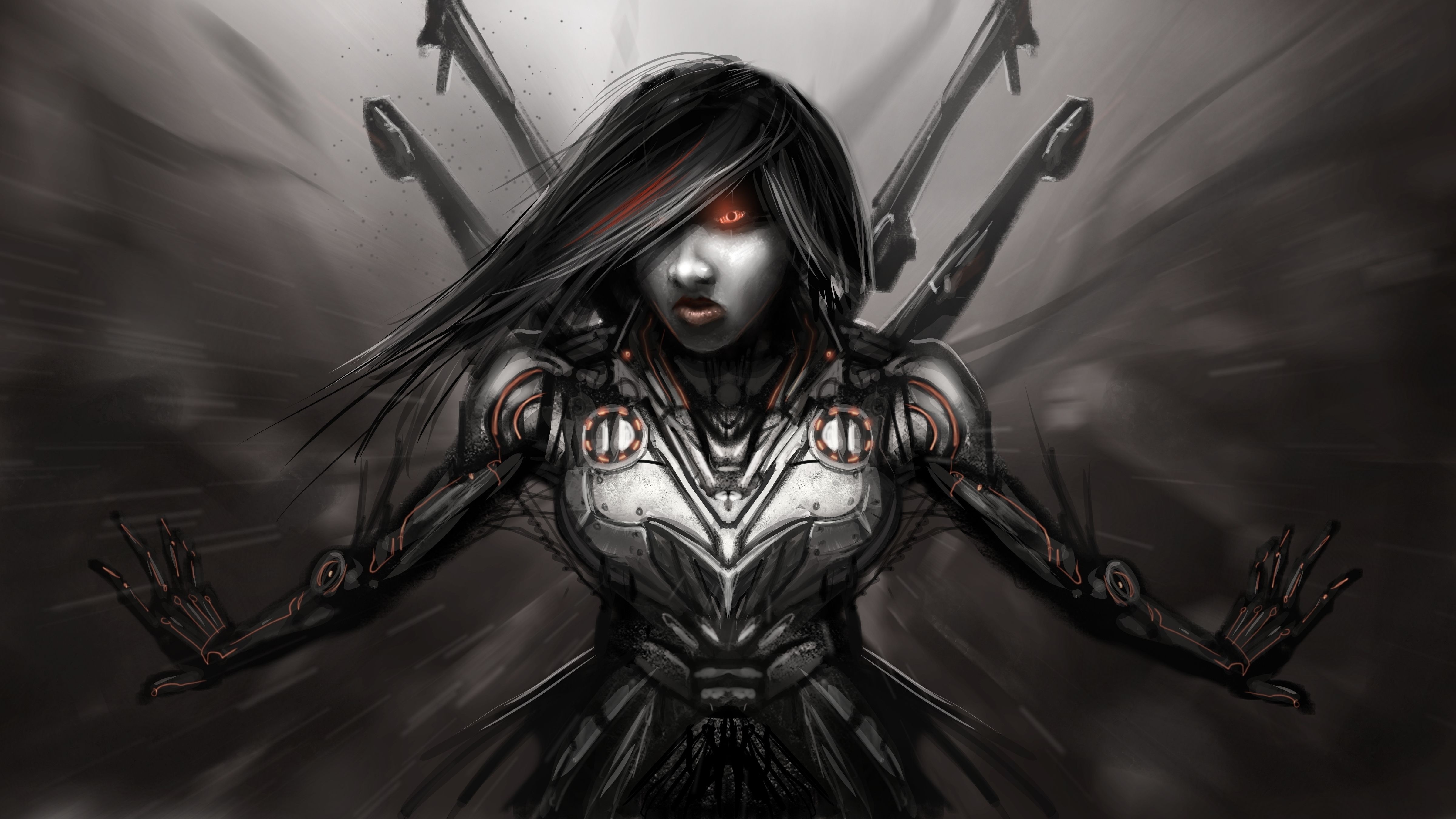 Free download wallpaper Weapon, Dark, Warrior, Sci Fi, Cyborg, Woman Warrior on your PC desktop