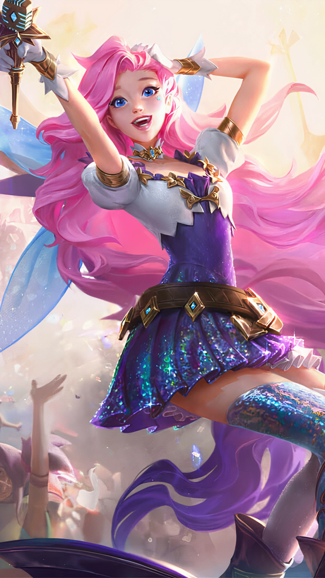 Descarga gratuita de fondo de pantalla para móvil de League Of Legends, Ojos Azules, Cabello Rosado, Pelo Largo, Videojuego, K/da, Seraphine (Liga De Leyendas).