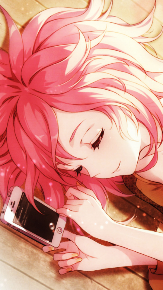 Download mobile wallpaper Anime, Girl, Sleeping, Pink Hair, Short Hair, Phone for free.