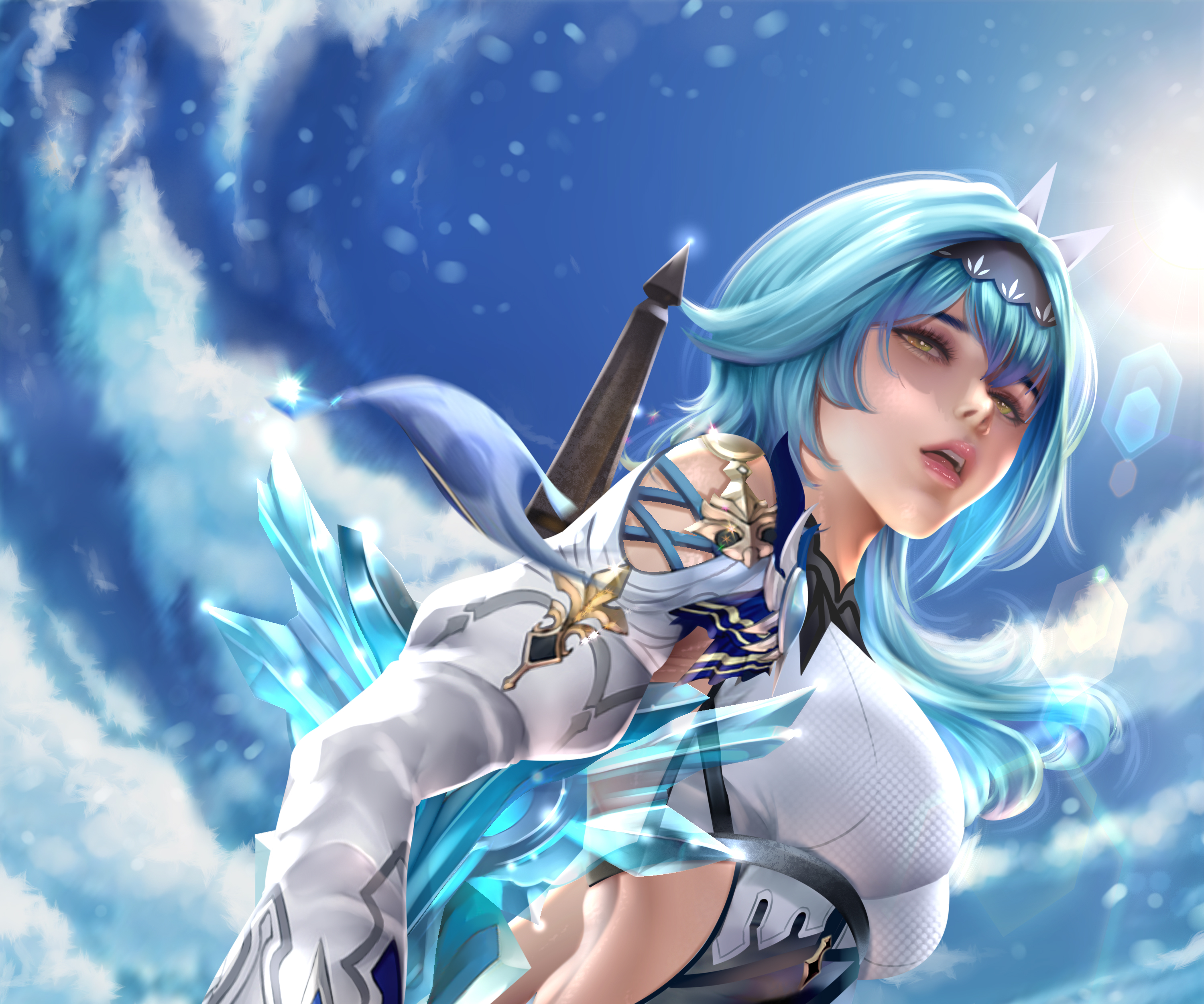 Free download wallpaper Blue Hair, Video Game, Genshin Impact, Eula (Genshin Impact) on your PC desktop