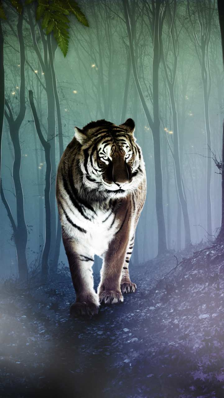 Download mobile wallpaper Cats, Fantasy, Tiger, Animal, Cgi for free.