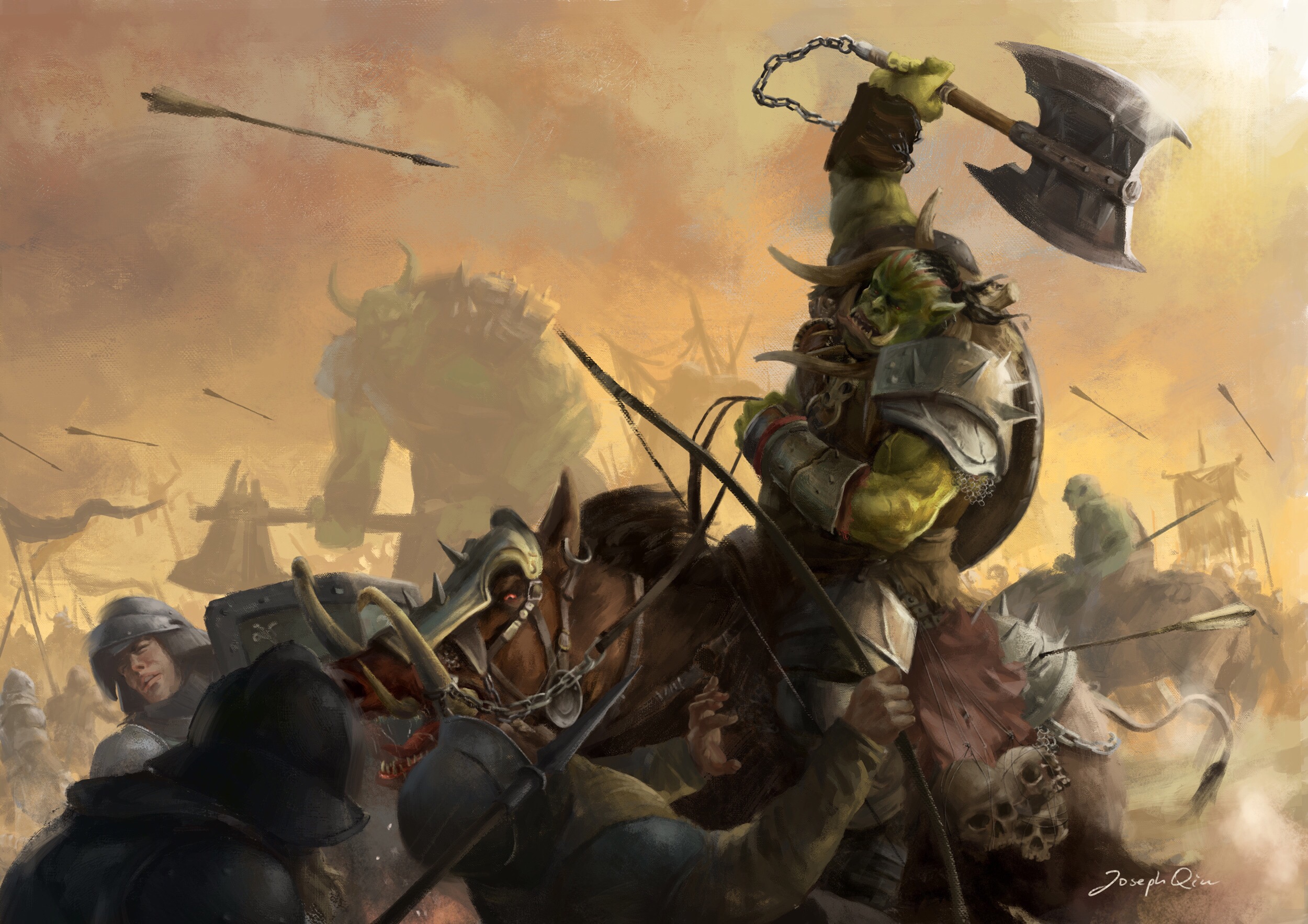 Download mobile wallpaper Warhammer, Warrior, Battle, Video Game, Orc for free.