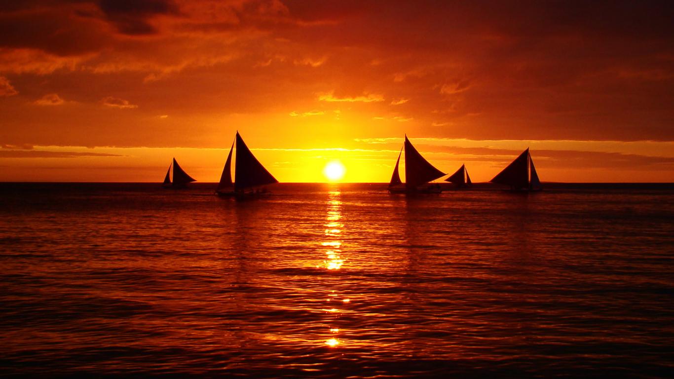565643 скачать картинку фотографии, закат солнца, океан, оранжевый цвет), парусная лодка - обои и заставки бесплатно
