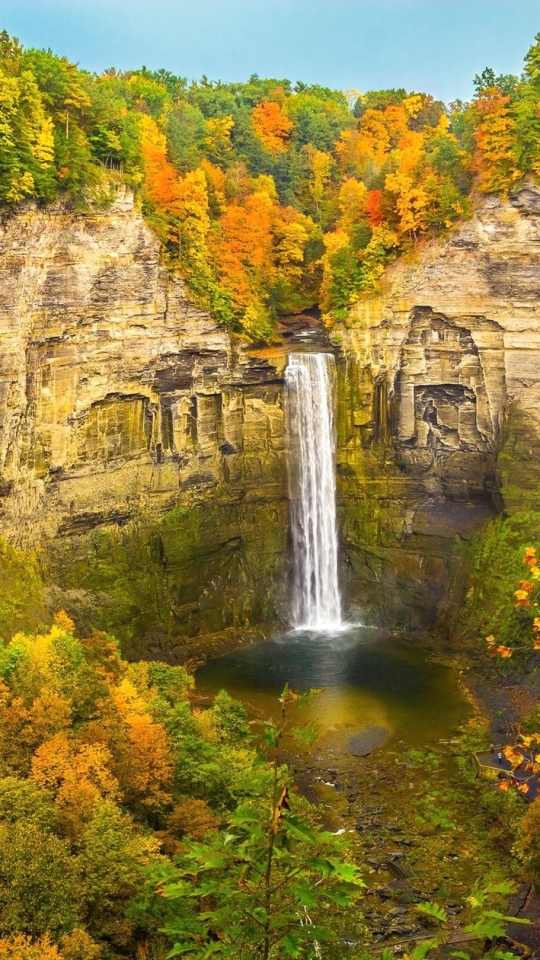 Handy-Wallpaper Herbst, Wasserfälle, Wasserfall, Baum, Erde, Erde/natur kostenlos herunterladen.