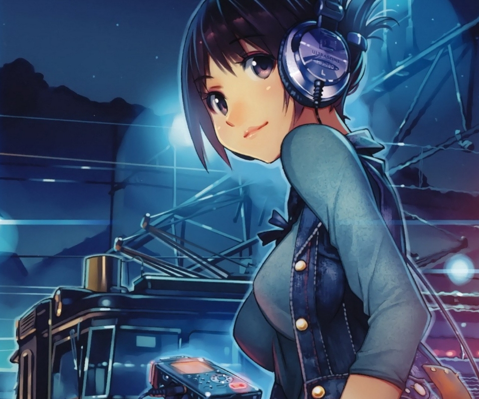 Laden Sie das Mädchen, Kopfhörer, Animes-Bild kostenlos auf Ihren PC-Desktop herunter