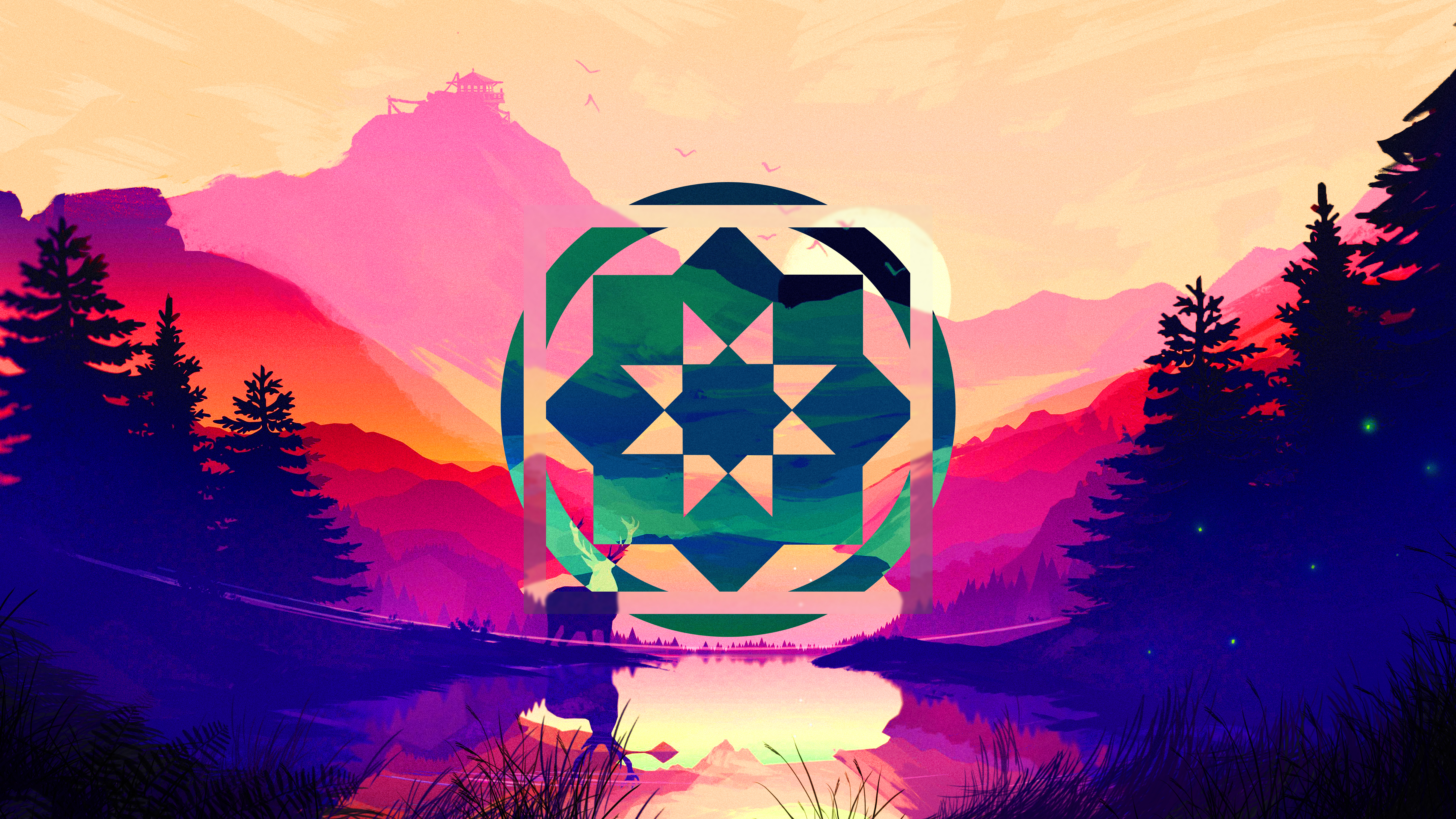 video game, firewatch, polyscape, scenic, shapes