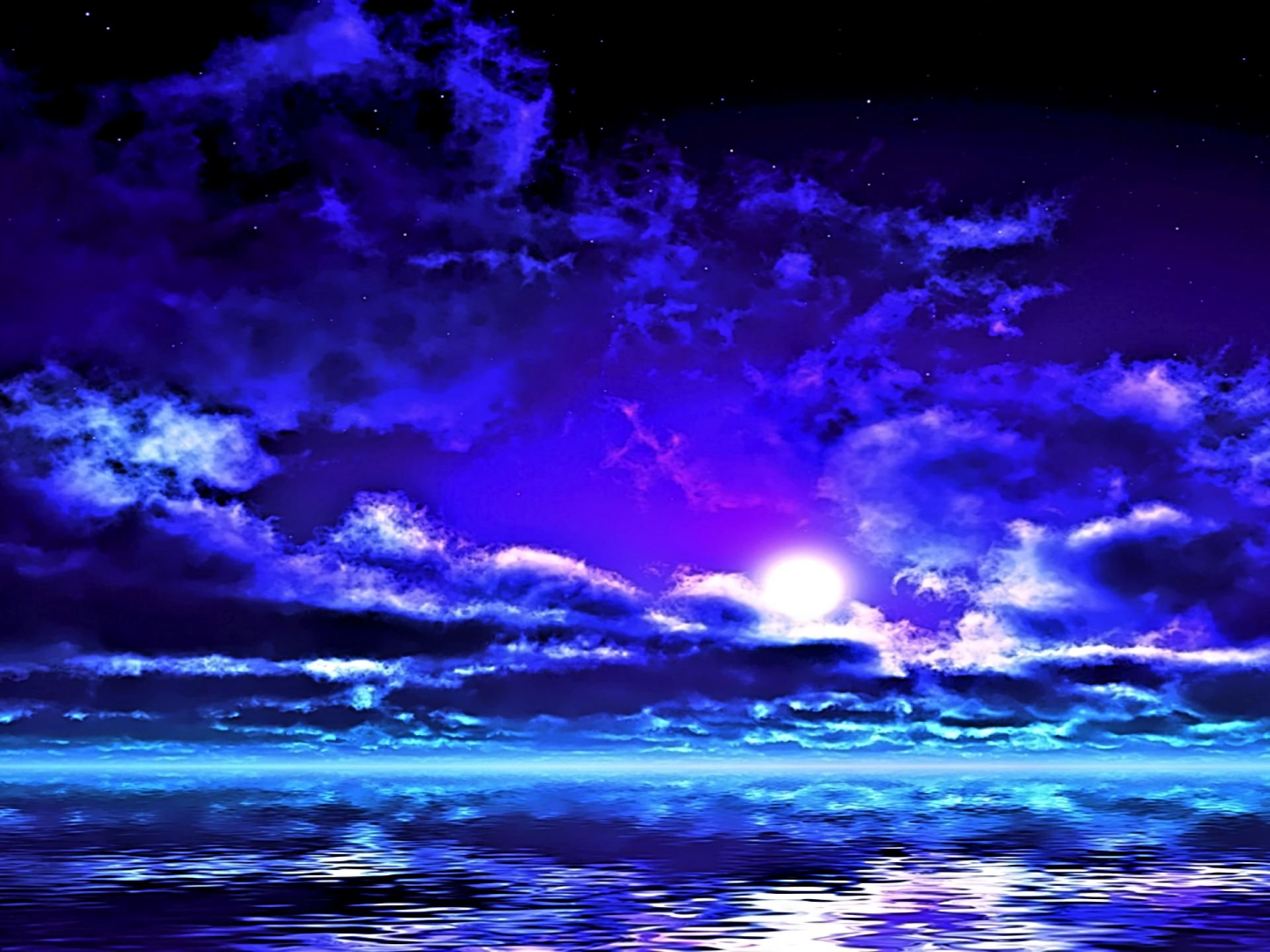 Free download wallpaper Nature, Sunset, Night, Moon, Horizon, Ocean, Earth, Purple, Cloud on your PC desktop
