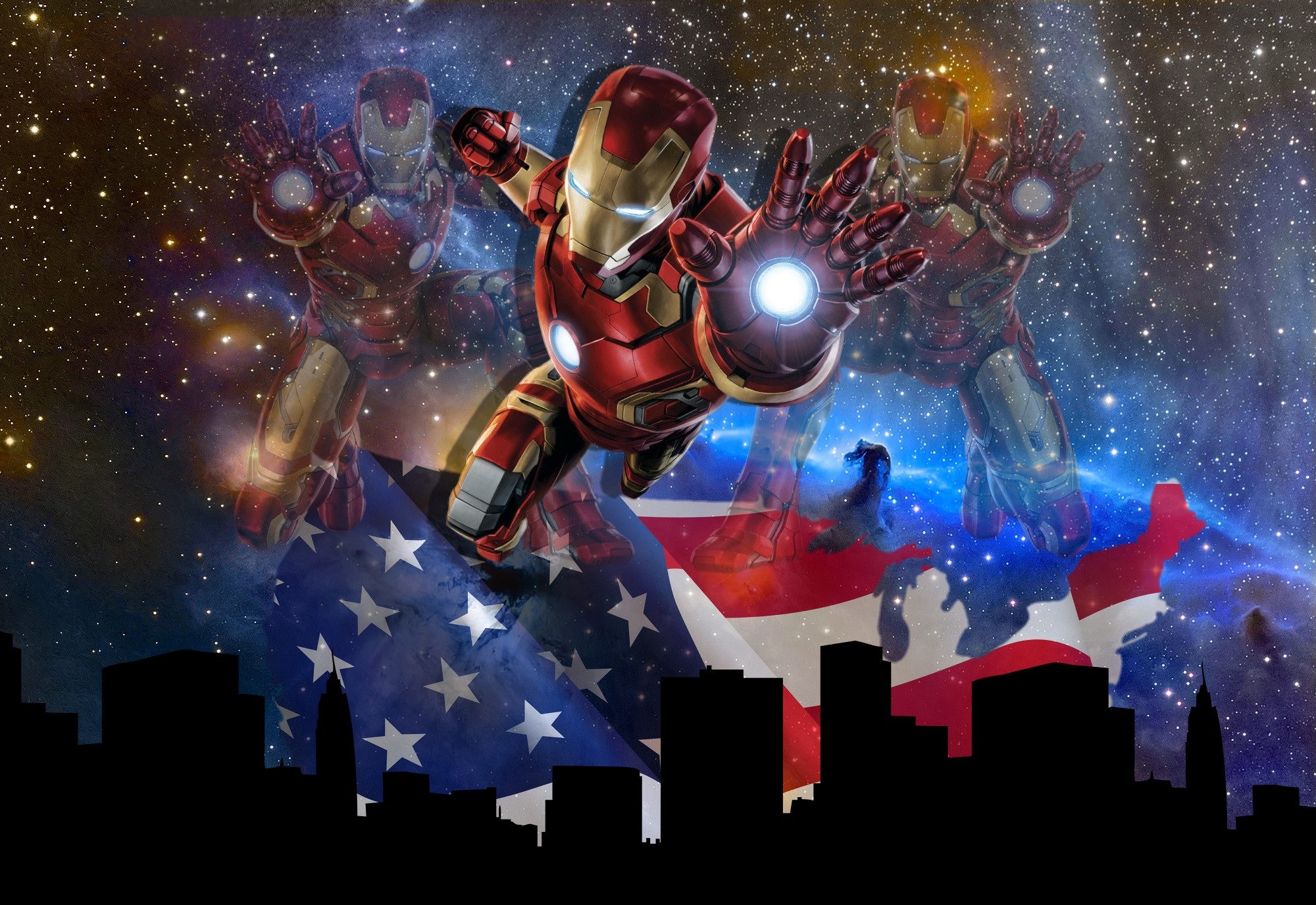 PCデスクトップに漫画, 鉄人, アメリカの国旗, スーパーヒーロー画像を無料でダウンロード