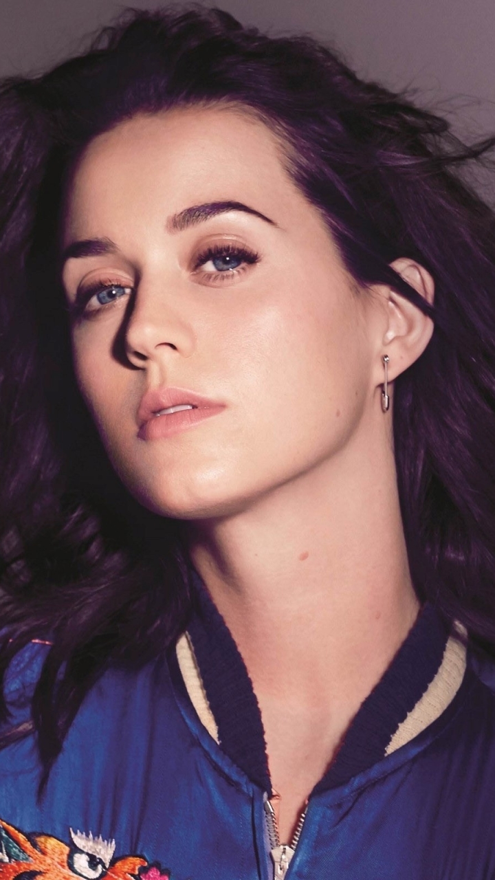 Handy-Wallpaper Musik, Katy Perry, Sänger, Blaue Augen, Lila Haare kostenlos herunterladen.