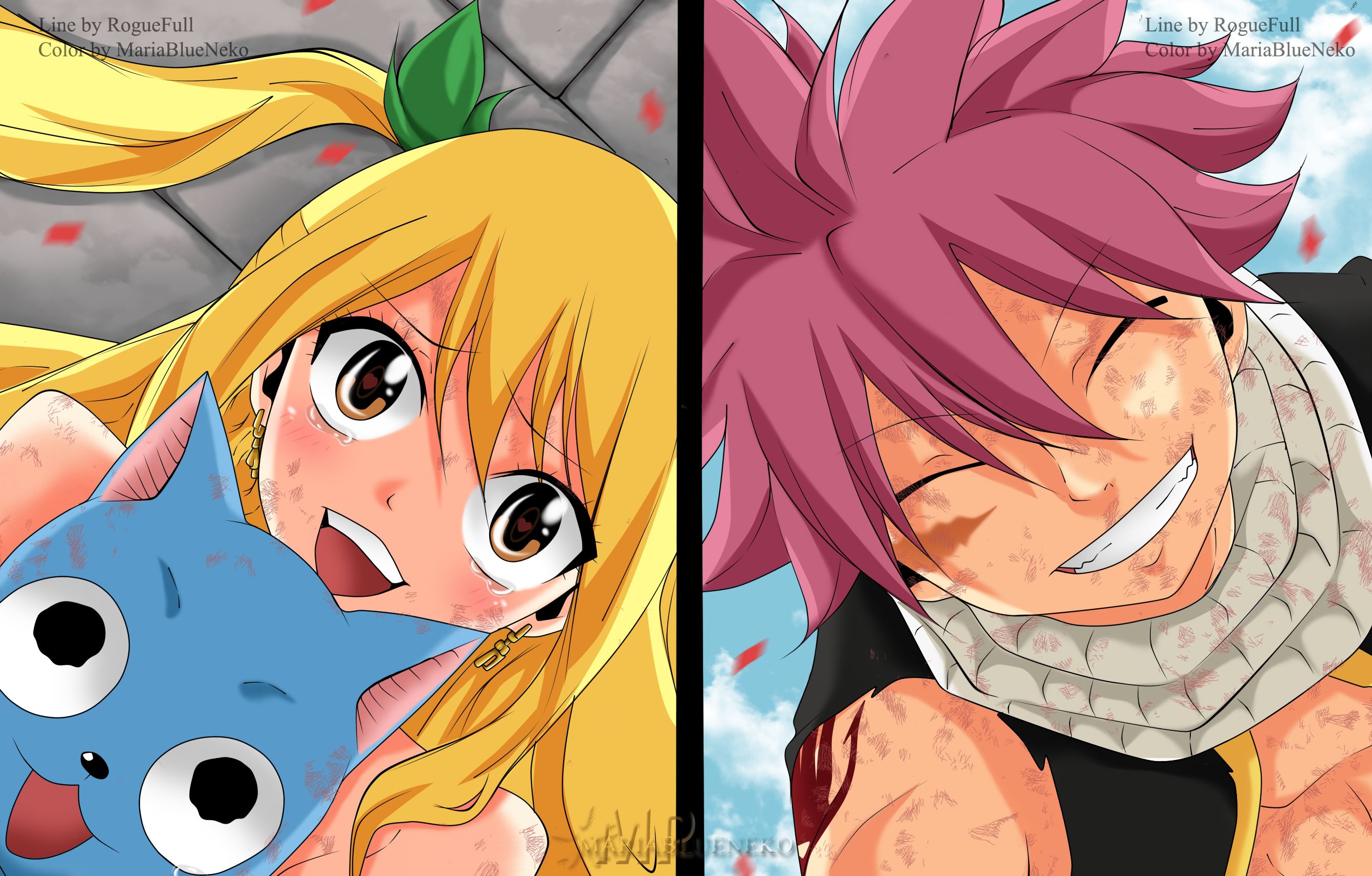 Téléchargez des papiers peints mobile Animé, Fairy Tail: Fearī Teiru, Lucy Heartfilia, Natsu Dragneel, Heureux (Fairy Tail) gratuitement.