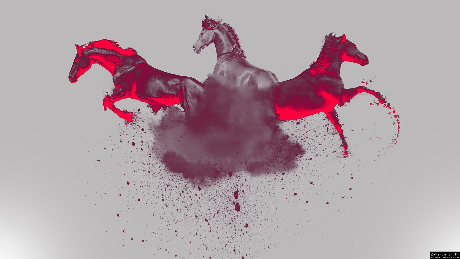Download mobile wallpaper Smoke, Animal, Artistic, Horse for free.