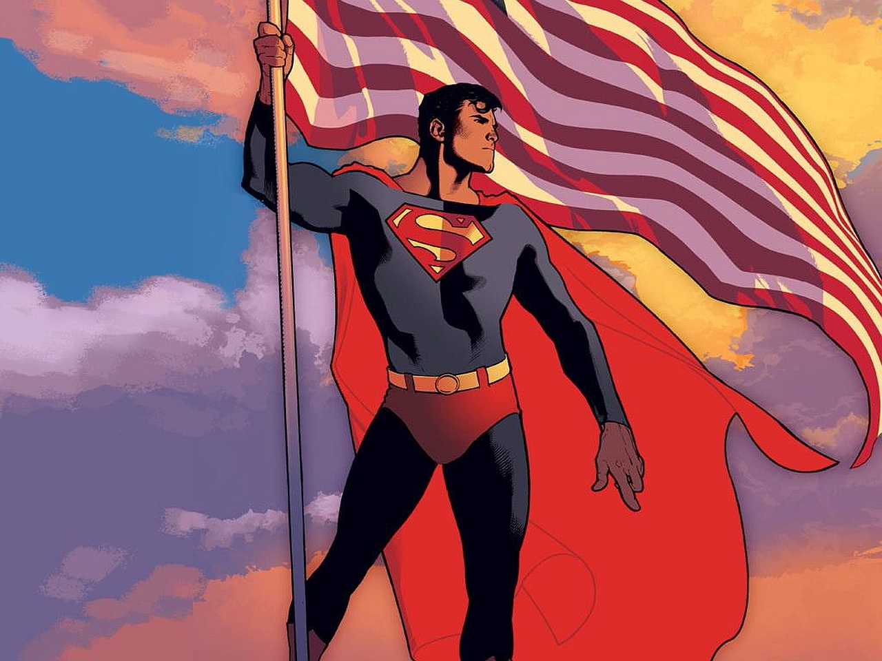 1477594 Hintergrundbild herunterladen comics, superman der film, amerikanische flagge, clark kent, dc comics - Bildschirmschoner und Bilder kostenlos