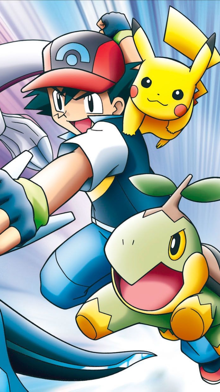 Descarga gratuita de fondo de pantalla para móvil de Pokémon, Animado, Pikachu, Ceniza Ketchum, Turtwig (Pokémon).