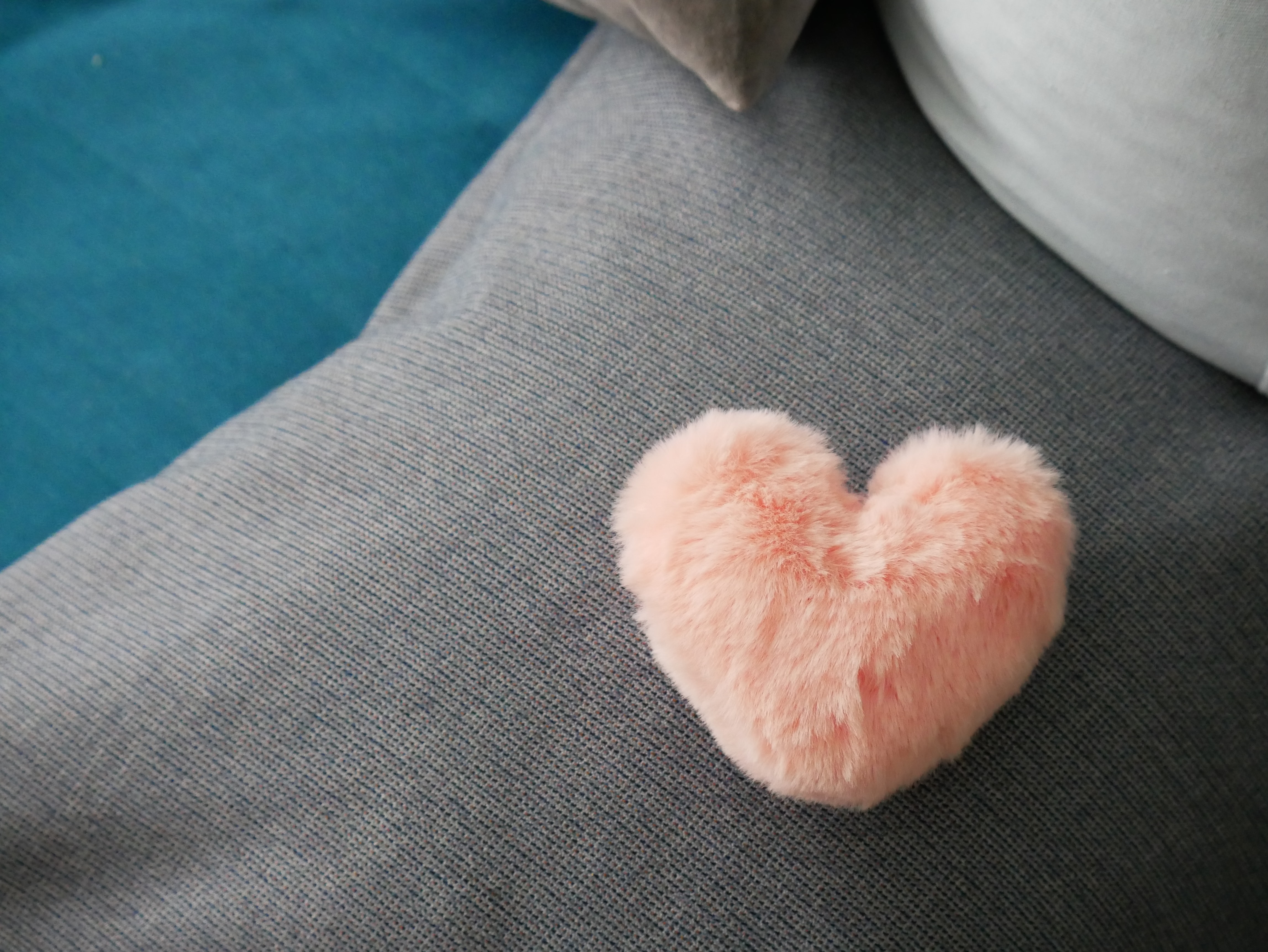 Download mobile wallpaper Pillow, Fluffy, Pink, Heart, Love for free.