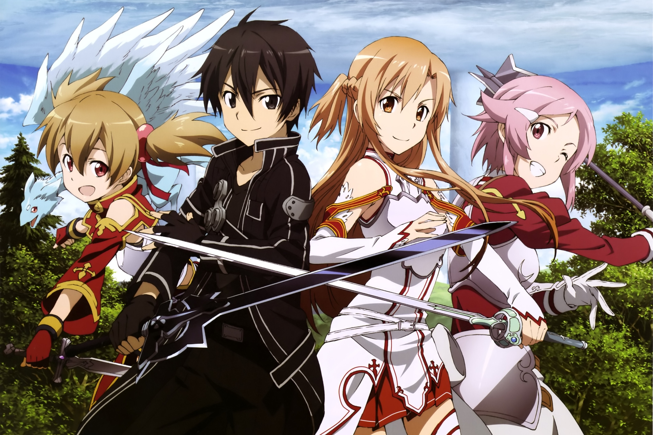 Baixe gratuitamente a imagem Anime, Sword Art Online, Asuna Yuuki, Kirito (Sword Art Online), Pina (Sword Art Online), Sílica (Sword Art Online), Lisbeth (Sword Art Online) na área de trabalho do seu PC