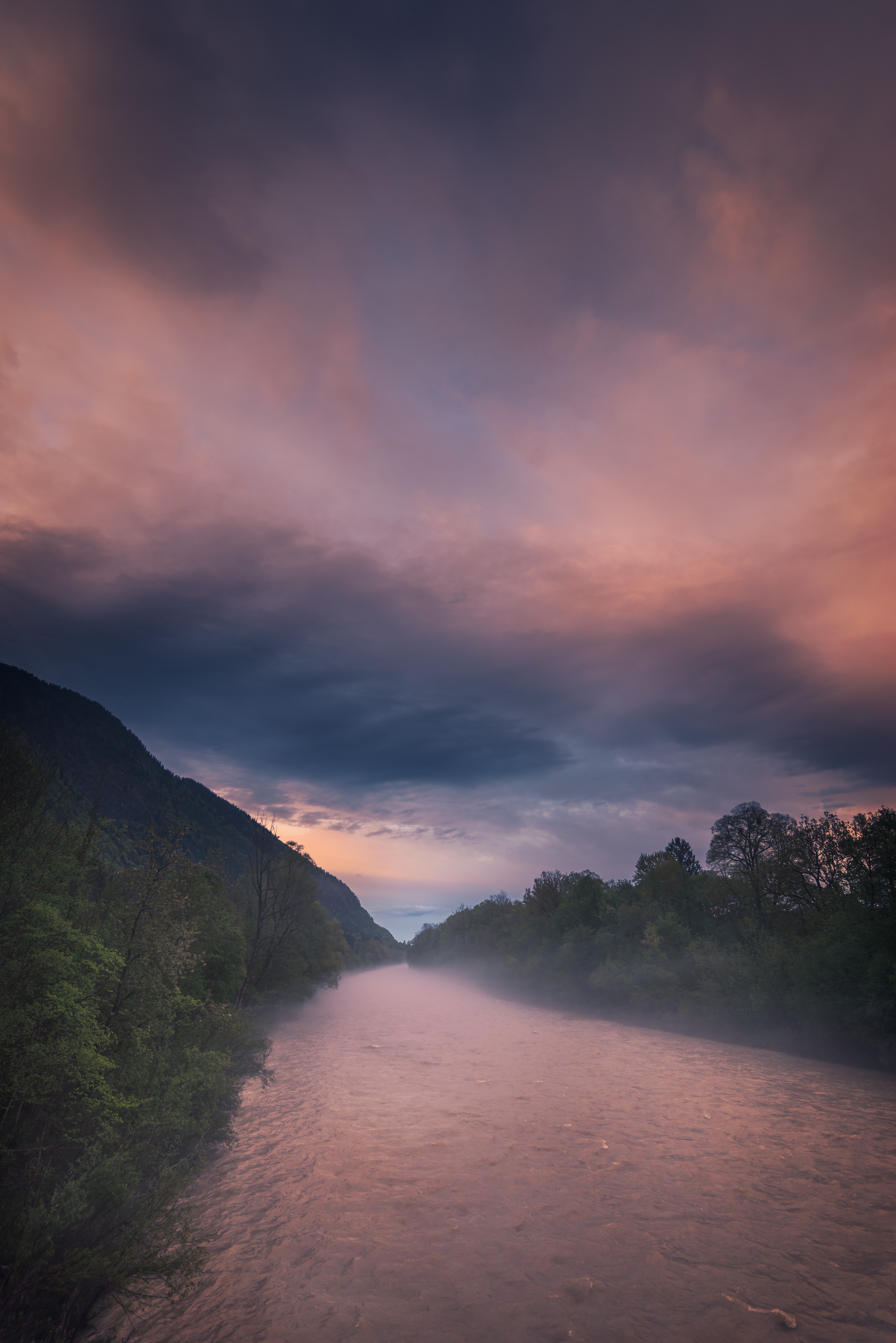 Laden Sie das Sunset, Nebel, Natur, Flüsse-Bild kostenlos auf Ihren PC-Desktop herunter