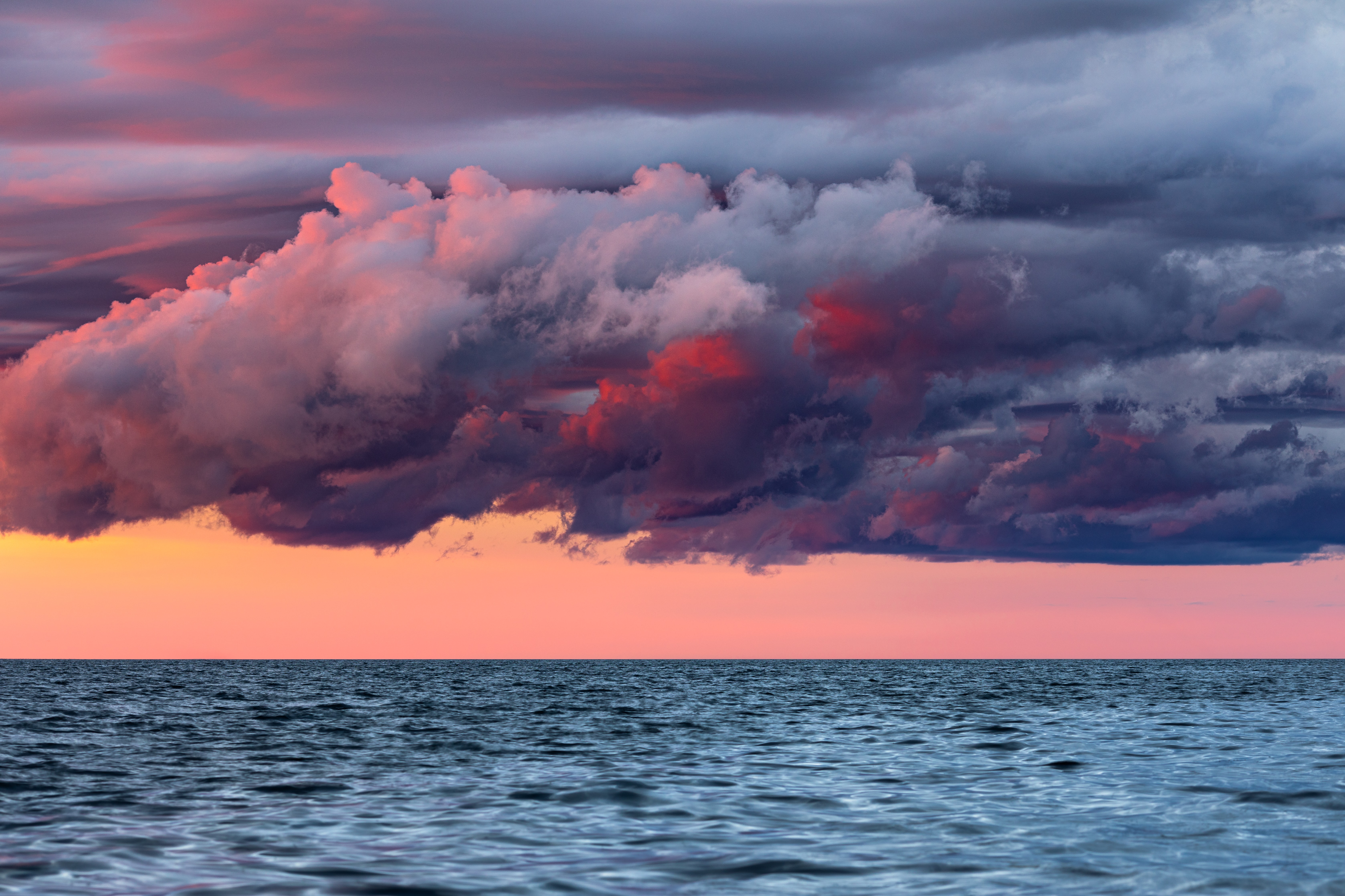 Free download wallpaper Nature, Water, Clouds, Horizon, Sunset, Sea on your PC desktop