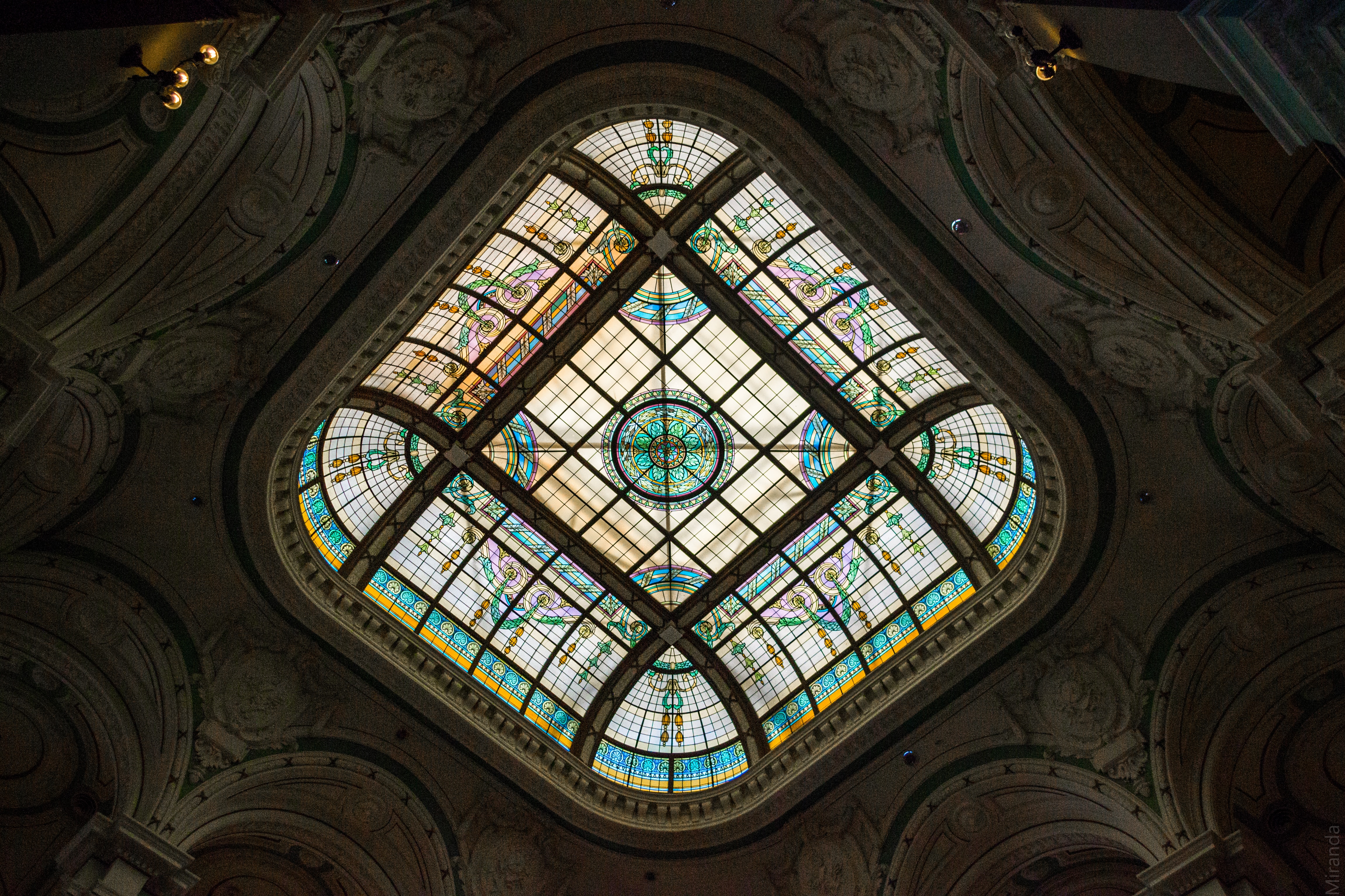 architecture, patterns, miscellanea, miscellaneous, dome, ceiling, stained glass, curtain wall