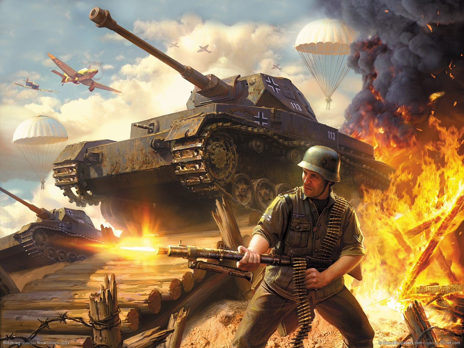tanks, smoke, blitzkrieg, war, games, people, fire Full HD