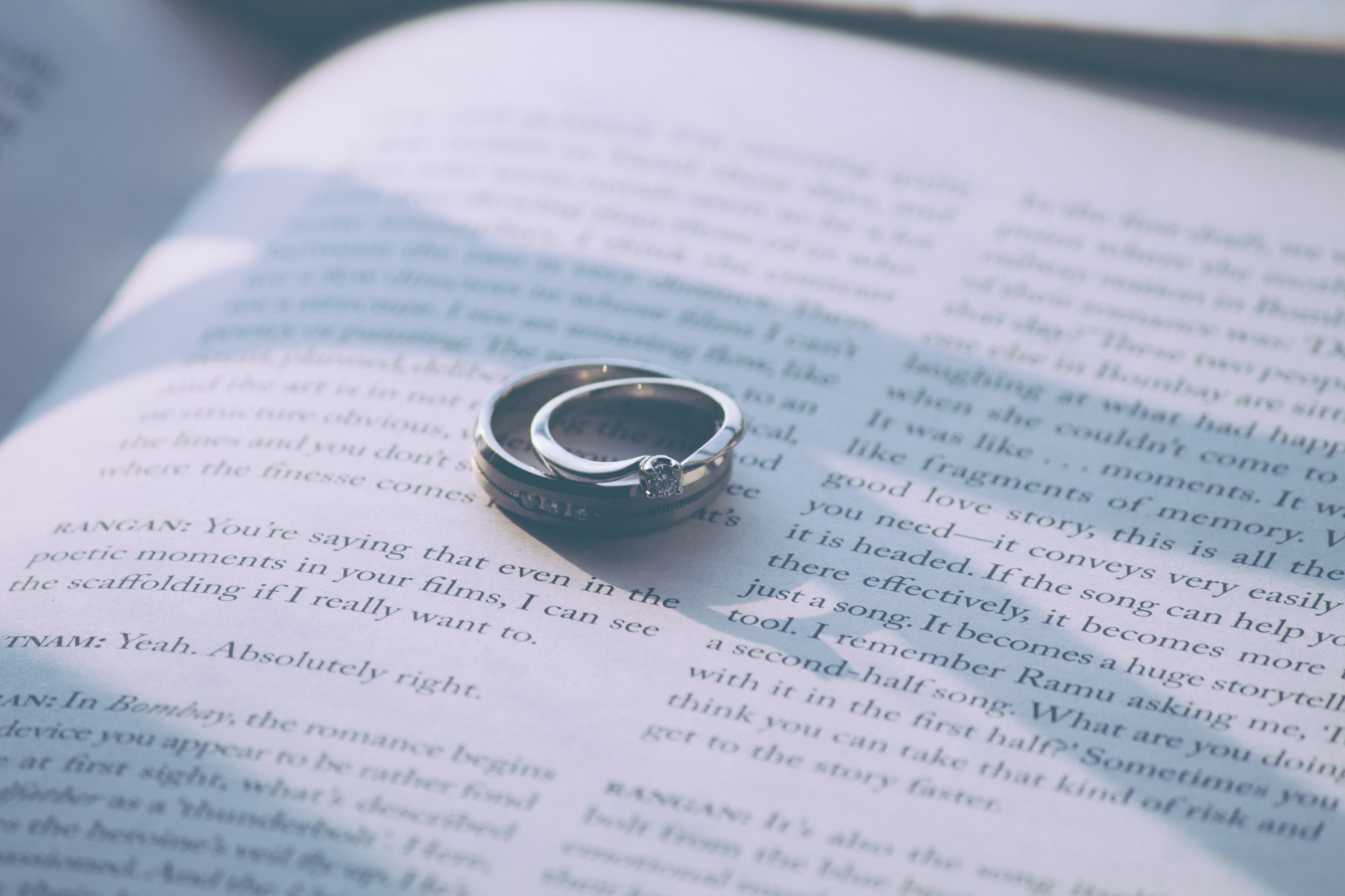 android love, rings, couple, pair, wedding rings, book