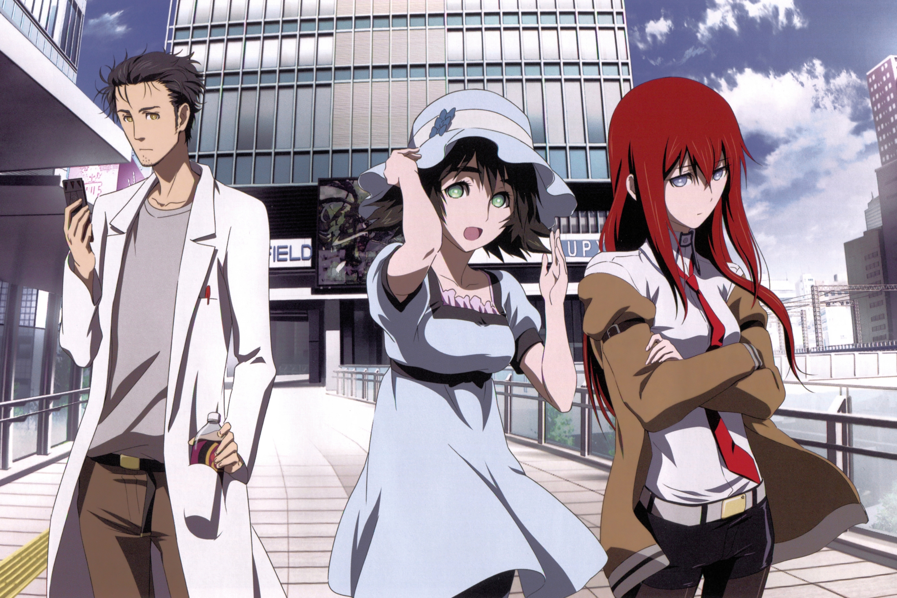Descarga gratuita de fondo de pantalla para móvil de Animado, Steins Gate, Kurisu Makise, Rintaro Okabe, Mayuri Shiina.