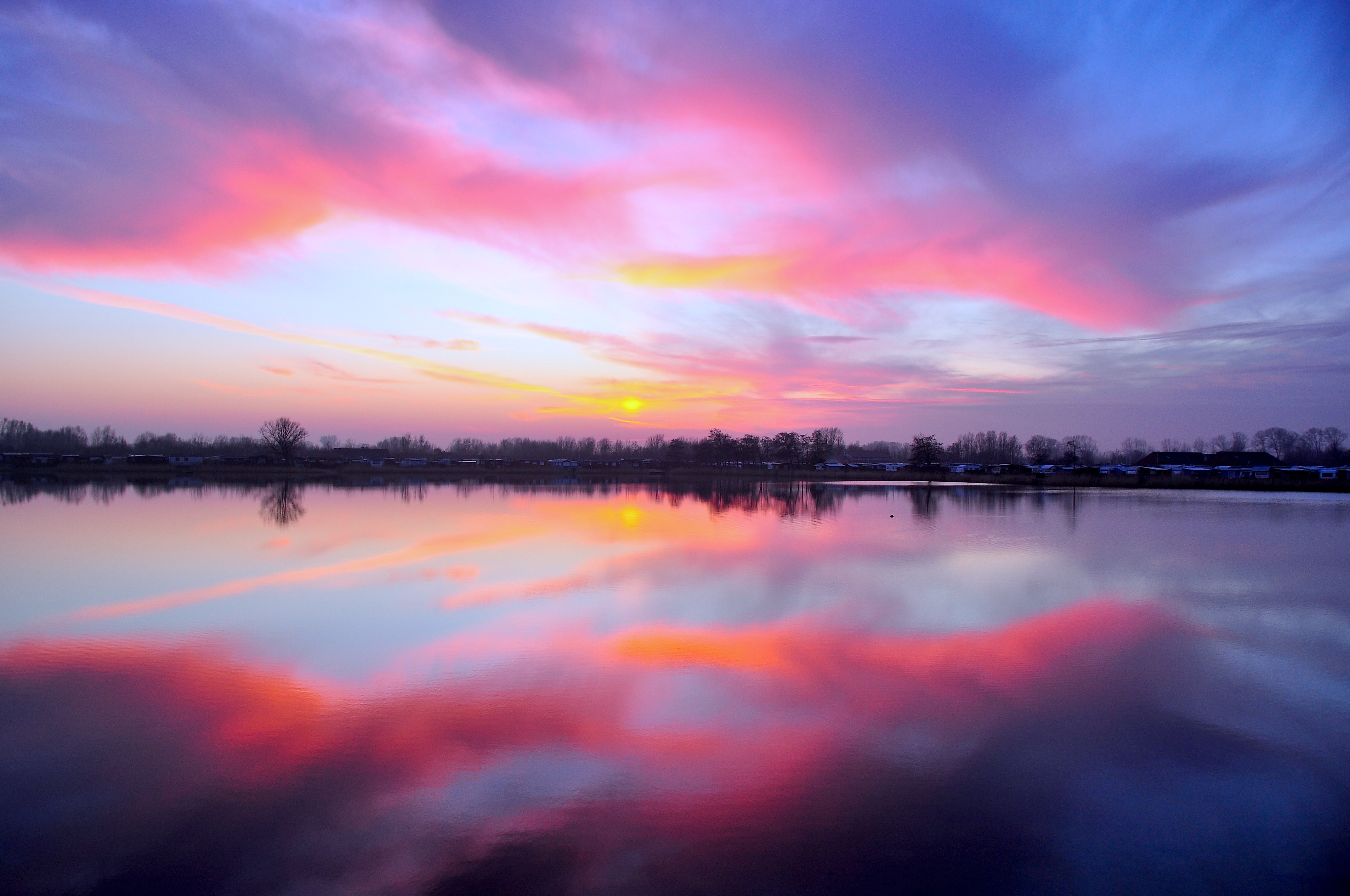 無料モバイル壁紙湖, ドイツ, クックスハーフェン, 自然, 日没をダウンロードします。