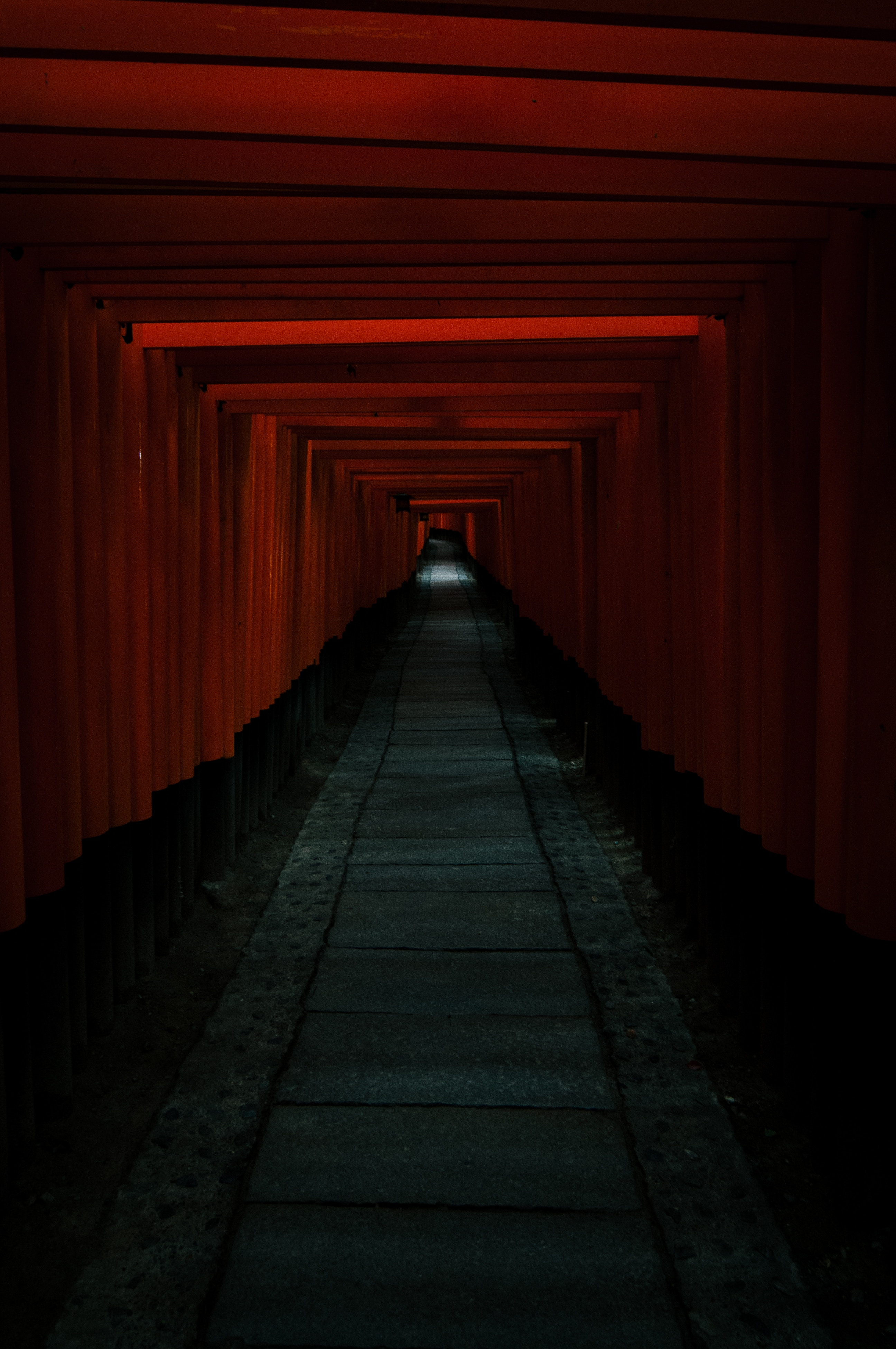 tunnel, dark, red, passage 4K