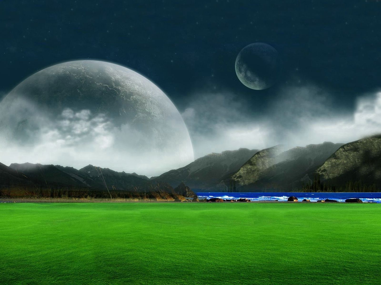 Free download wallpaper Landscape, Planets, Fantasy on your PC desktop