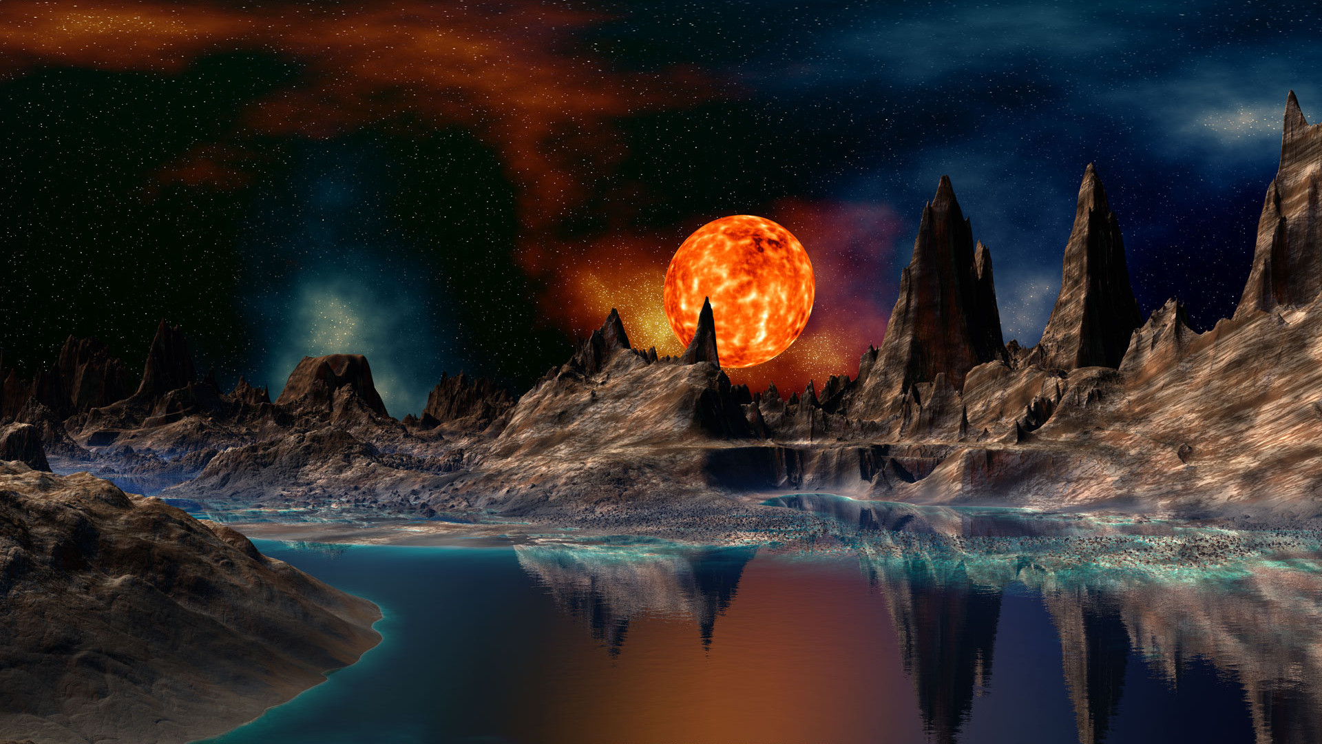 Laden Sie das Landschaft, Planet, Gebirge, Science Fiction-Bild kostenlos auf Ihren PC-Desktop herunter