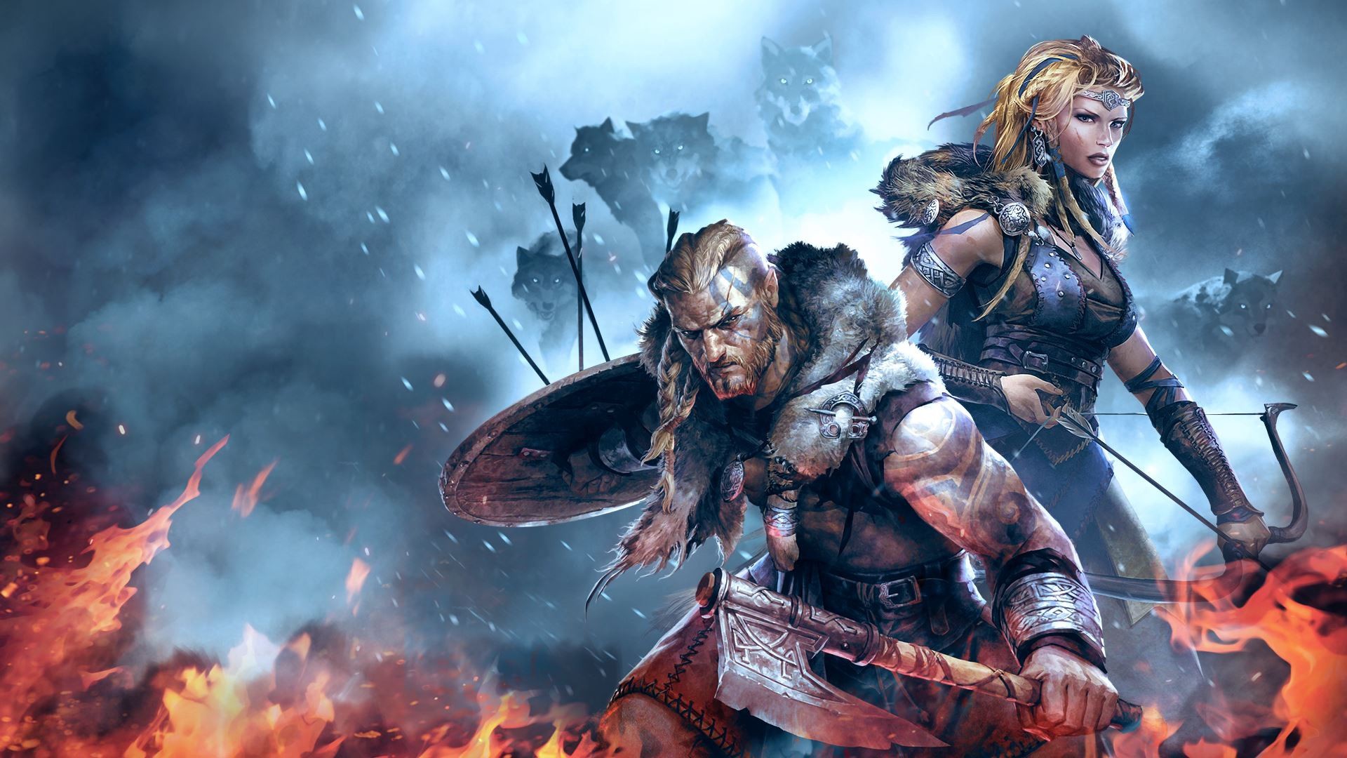 Baixar papel de parede para celular de Lobo, Guerreiro, Videogame, Mulher Guerreira, Viking, Vikings: Wolves Of Midgard gratuito.