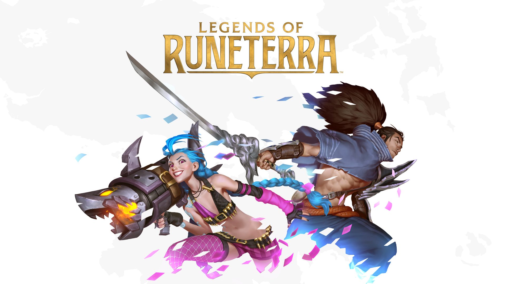 Laden Sie das Computerspiele, Yasuo (Liga Der Legenden), Jinx (Liga Der Legenden), Legends Of Runeterra-Bild kostenlos auf Ihren PC-Desktop herunter