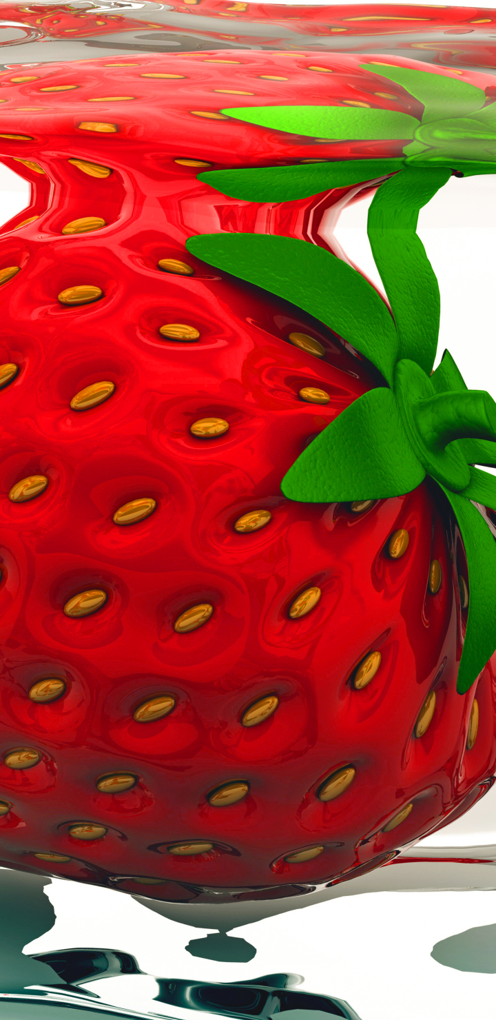 Download mobile wallpaper Fruits, Food, Strawberry, Fruit, Ice Cube for free.