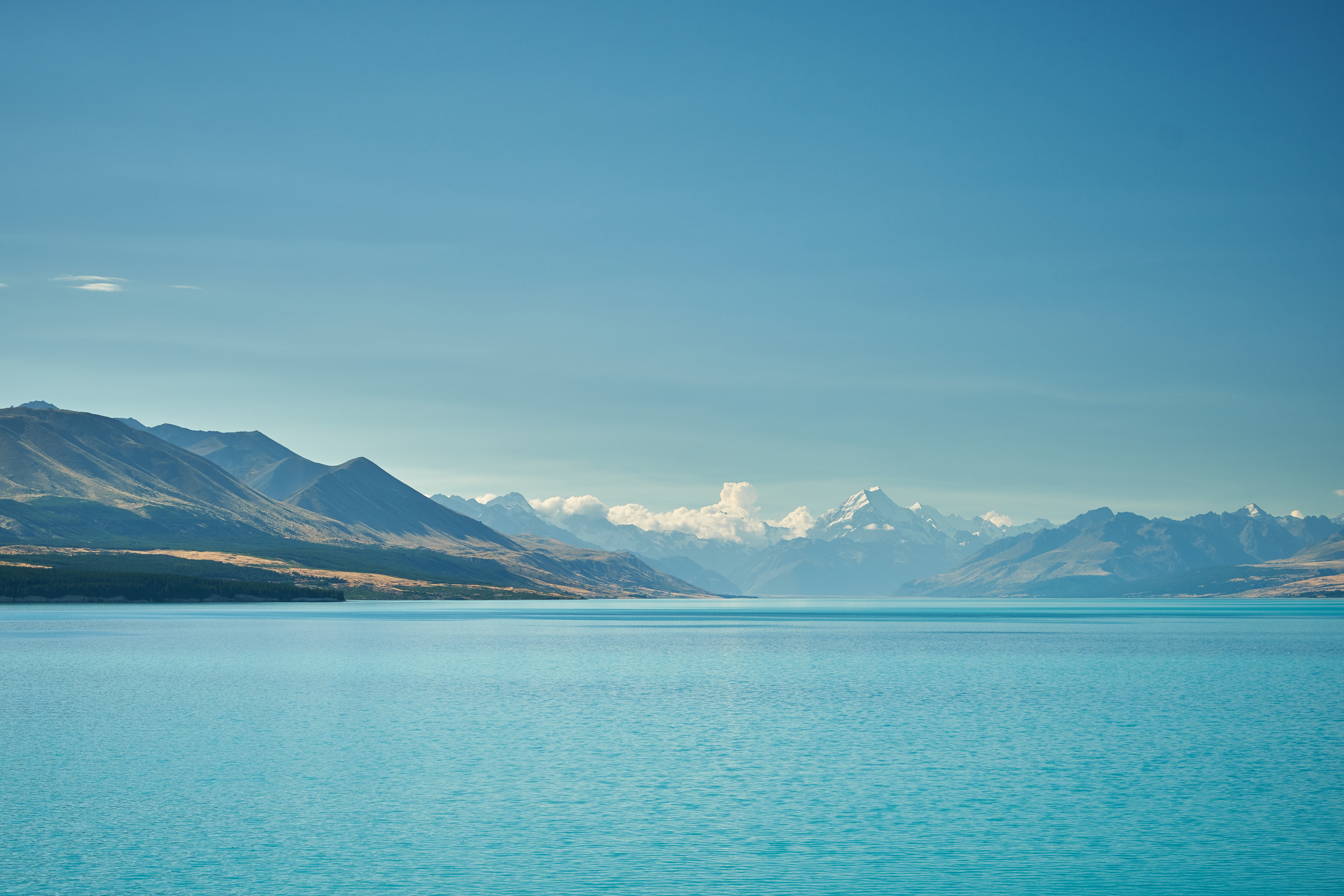 Free download wallpaper Nature, Water, Sky, Clouds, Horizon, Mountains, Sea on your PC desktop